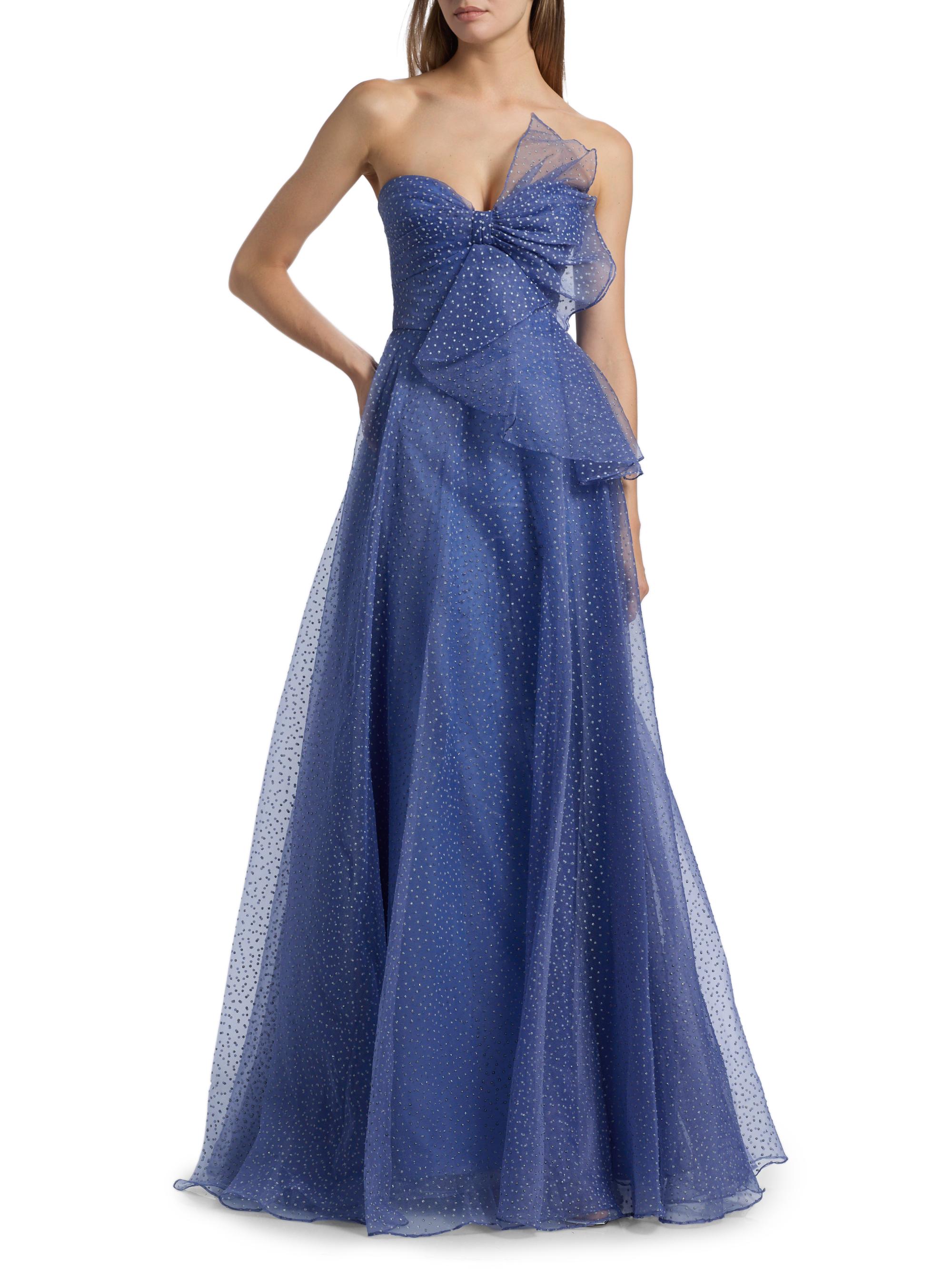 Theia Joanna Draped Bow Organza Gown | Saks Fifth Avenue