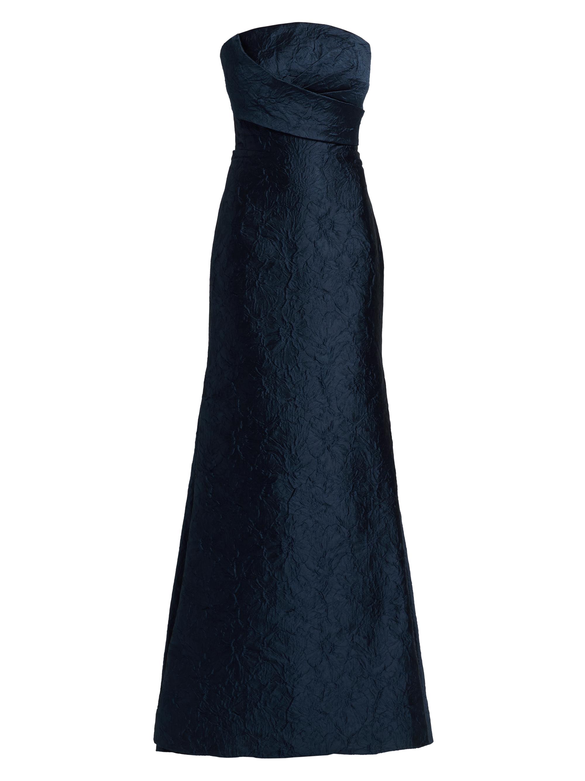 Theia Women's Harlow Jacquard Strapless Gown - Midnight Fog