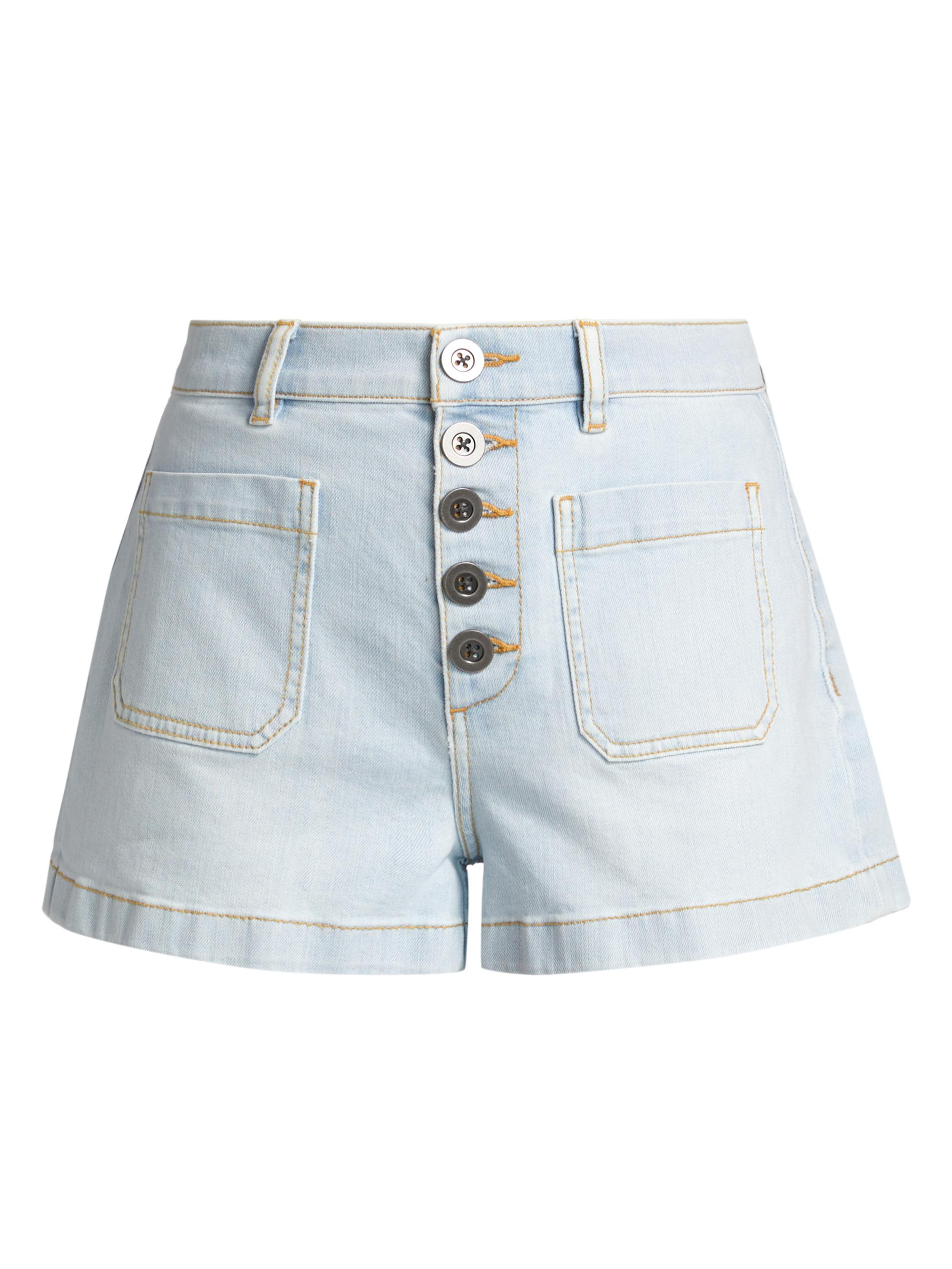 Ramy Brook Women's Cindy Washed Denim High-Rise Shorts - Bleach Wash