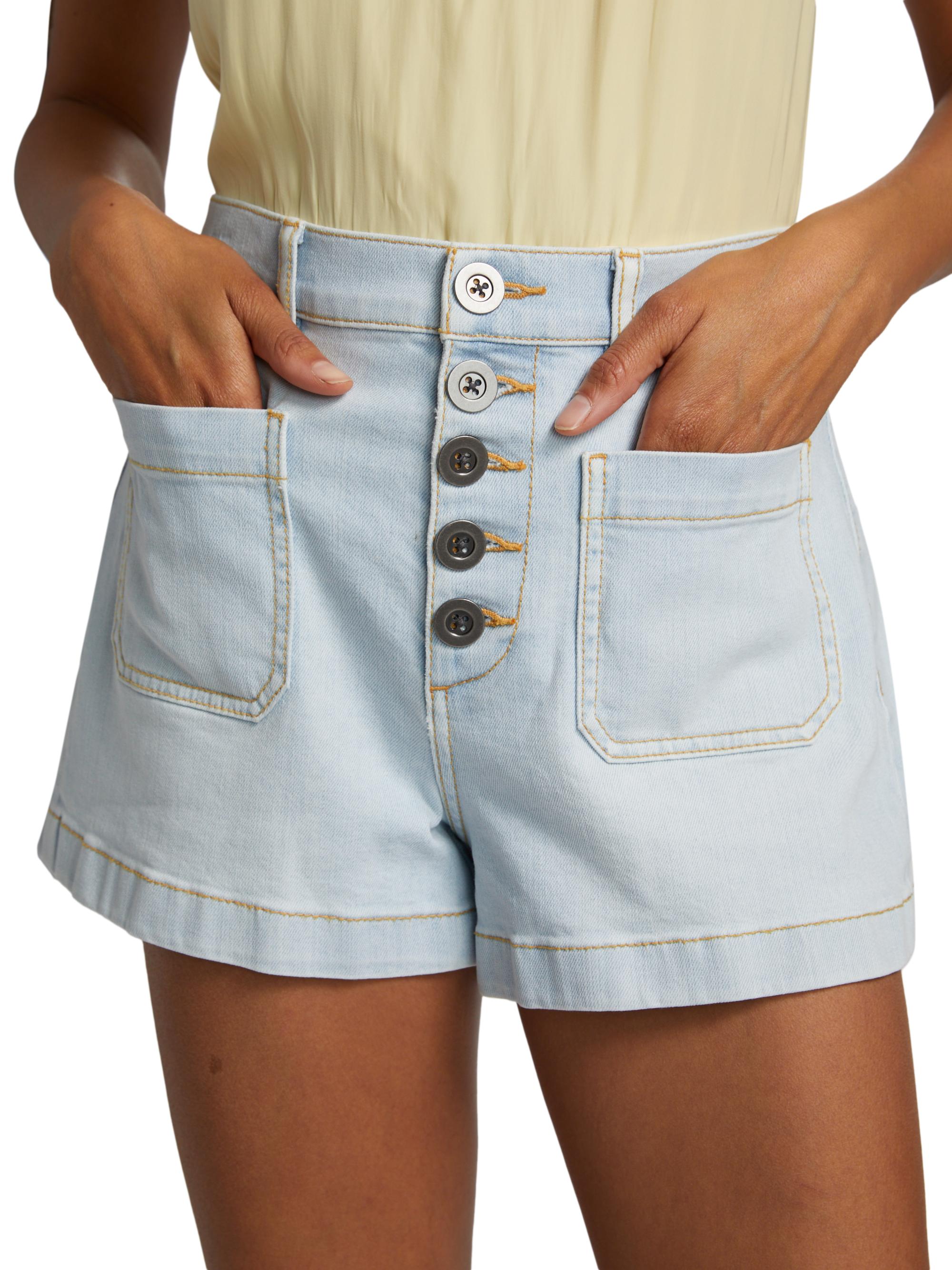 Ramy Brook Cindy Washed Denim High-Rise Shorts | Saks Fifth Avenue