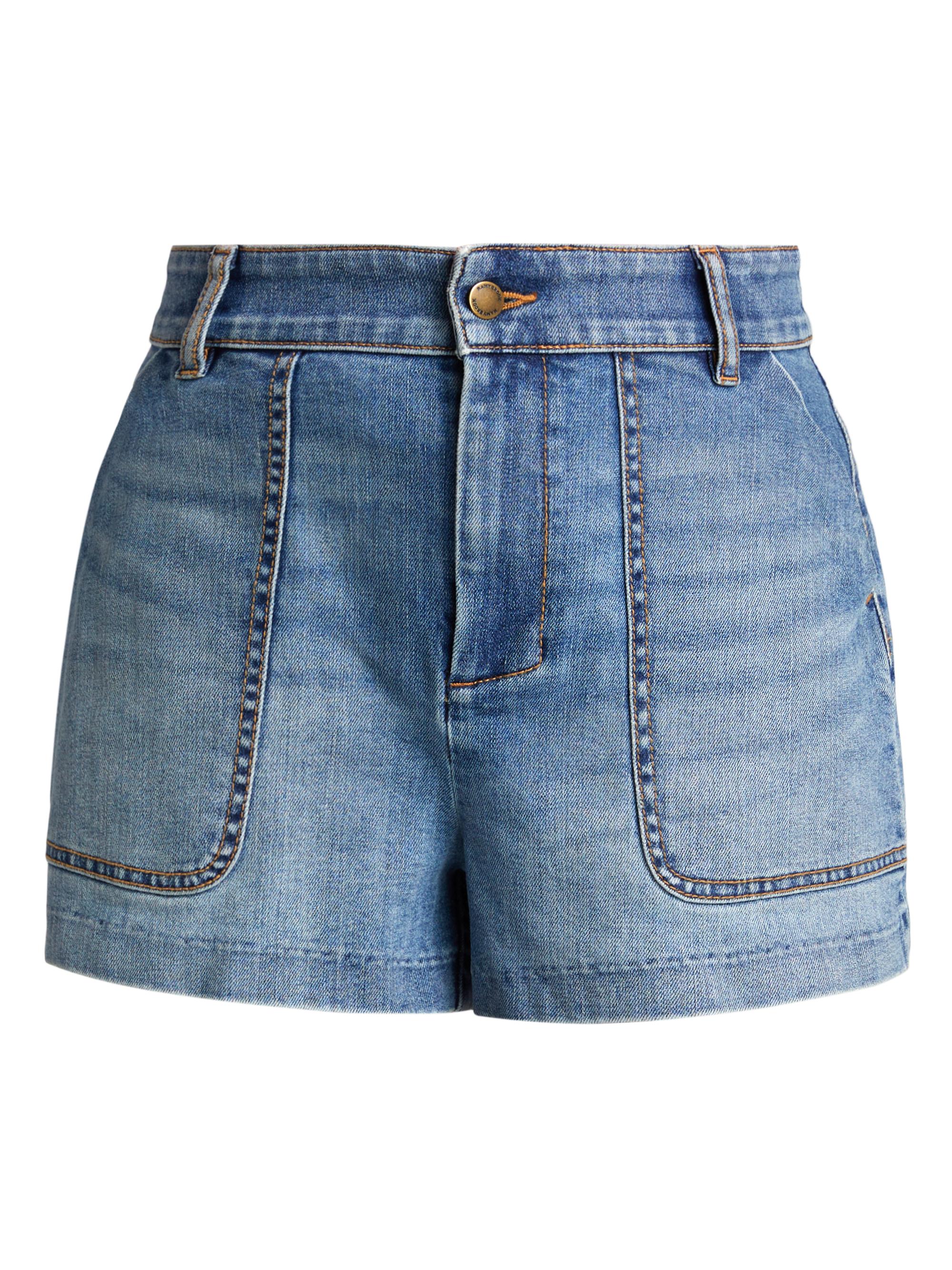 Ramy Brook Women's Hilary Washed Denim High-Rise Shorts - Light Wash