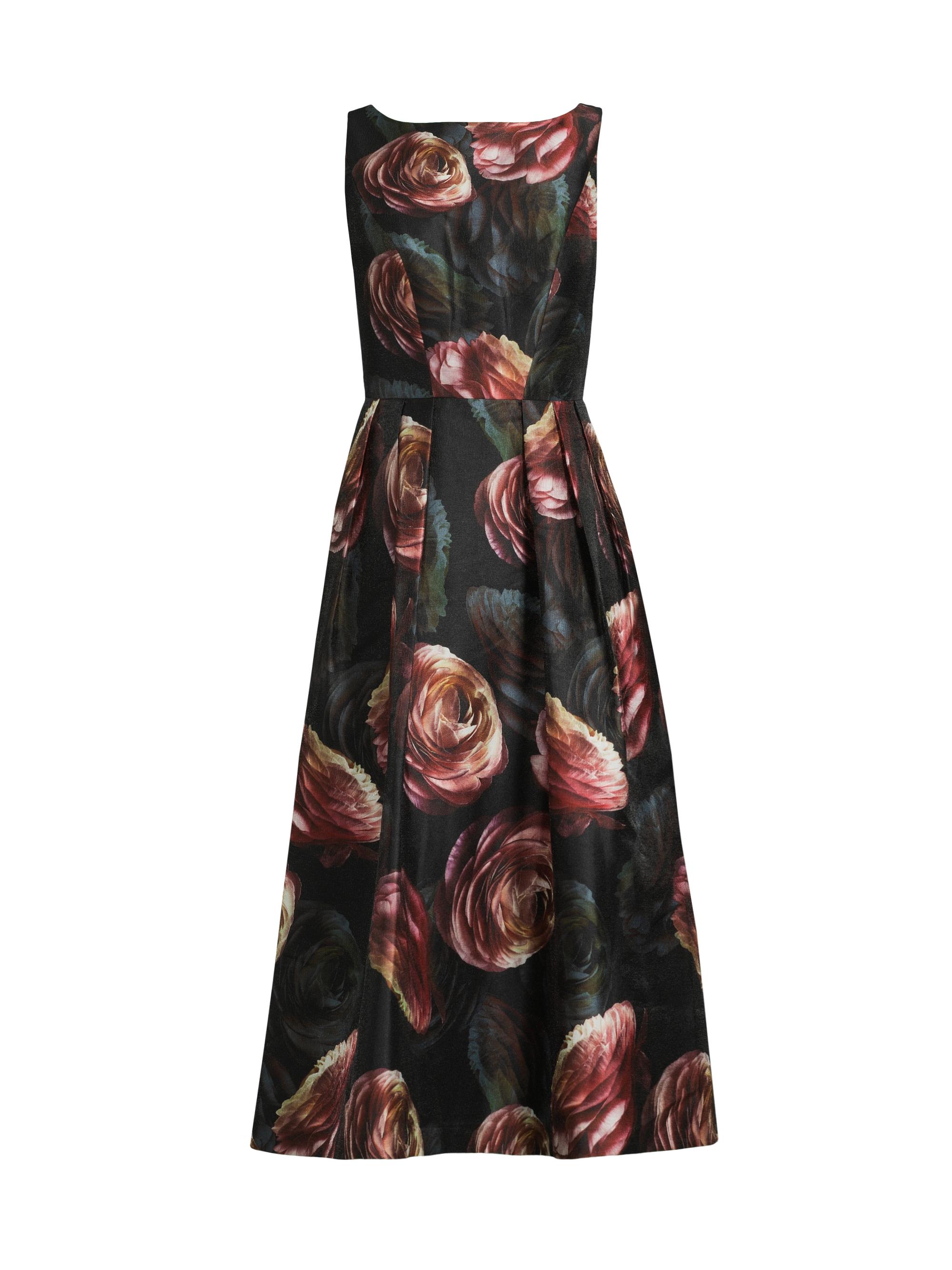 Kay Unger Women's Elsa Rose Print Tea-Length Dress - Primrose Onyx