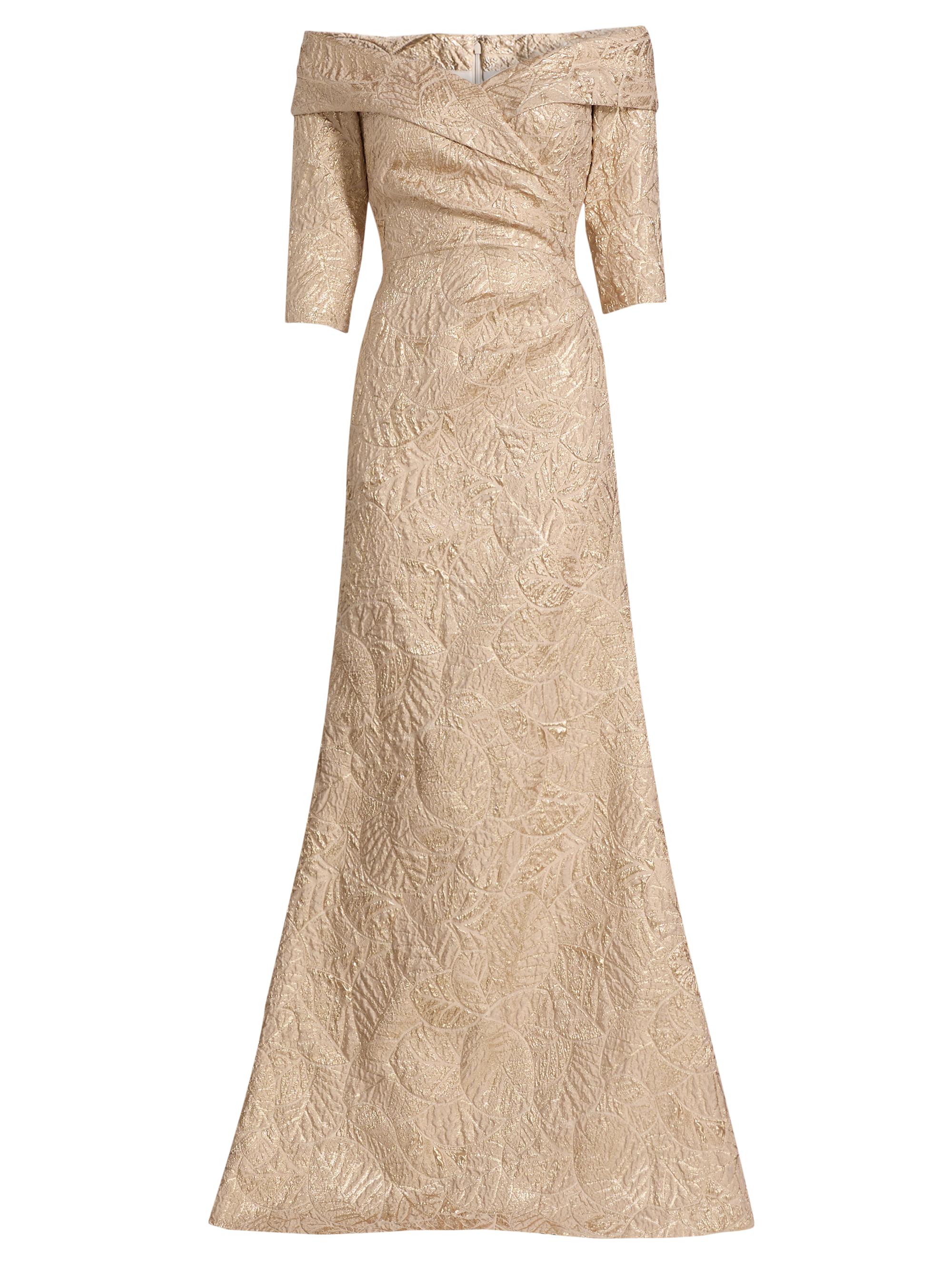 Teri Jon by Rickie Freeman Women's Metallic Brocade Mermaid Gown - Champagne