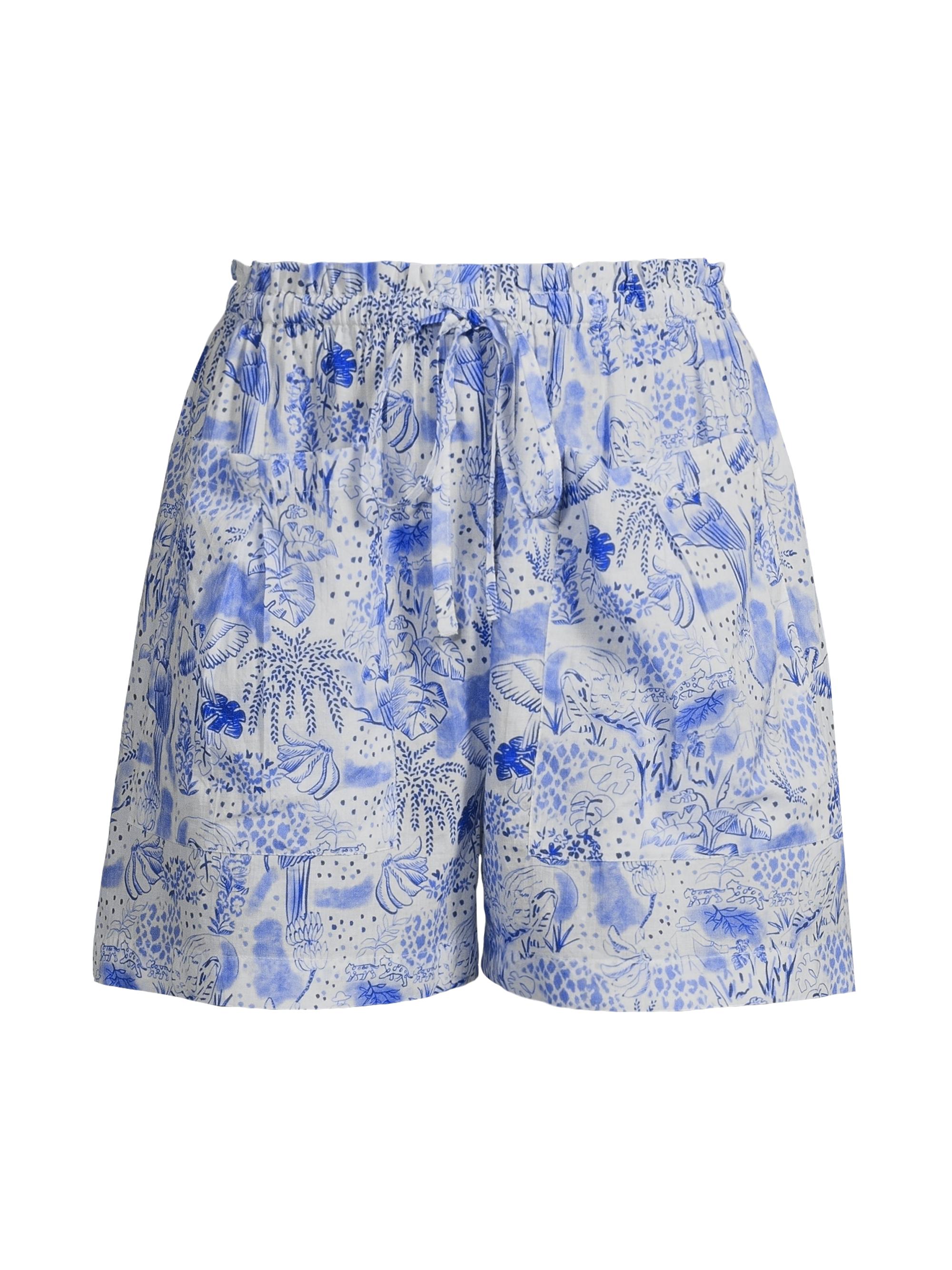 Ro's Garden Women's Natalia Printed Cotton Shorts - Blue Anaplois