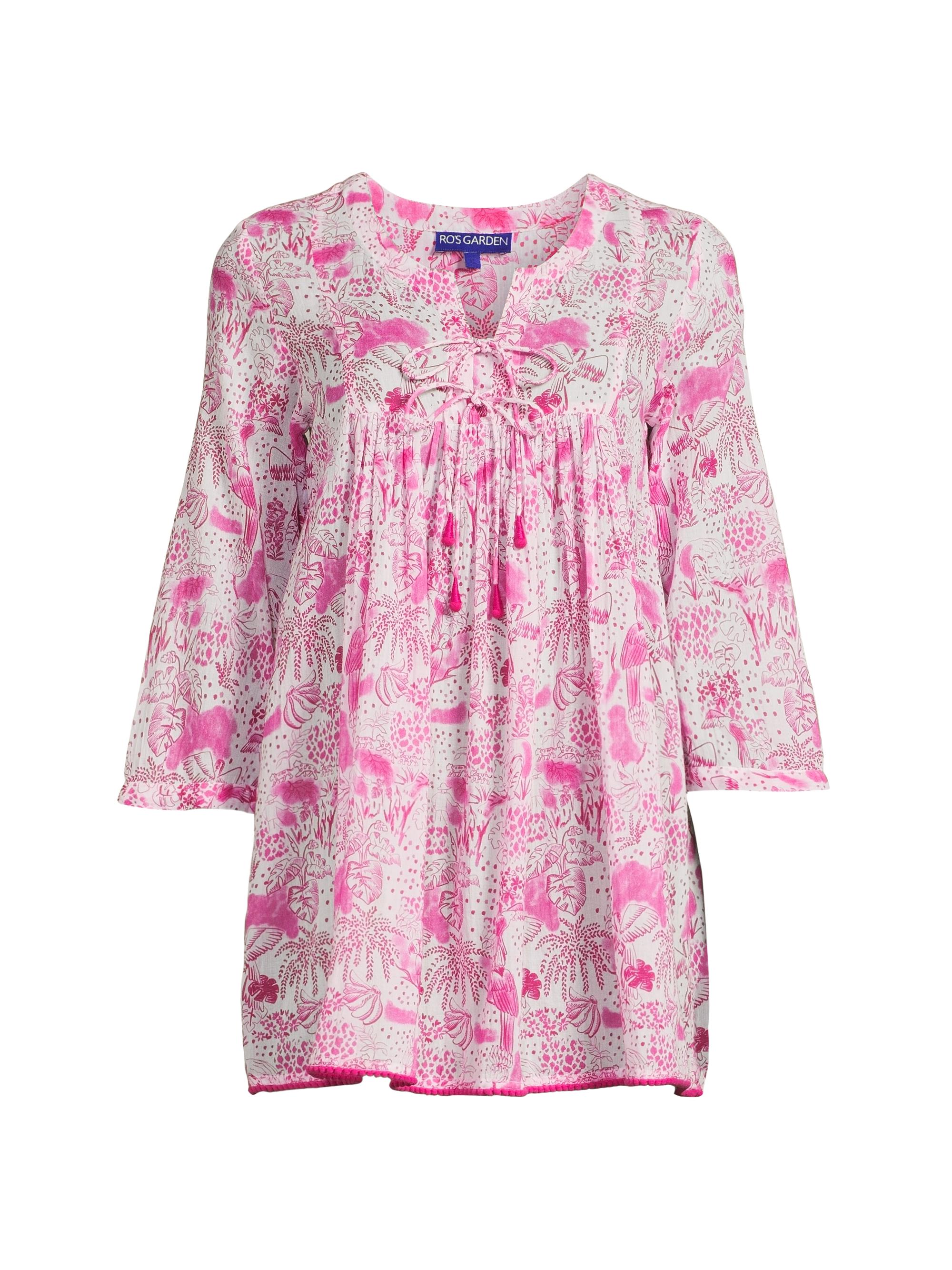 Ro's Garden Women's Seychelles Floral Cotton Tunic - Pink Anaplois