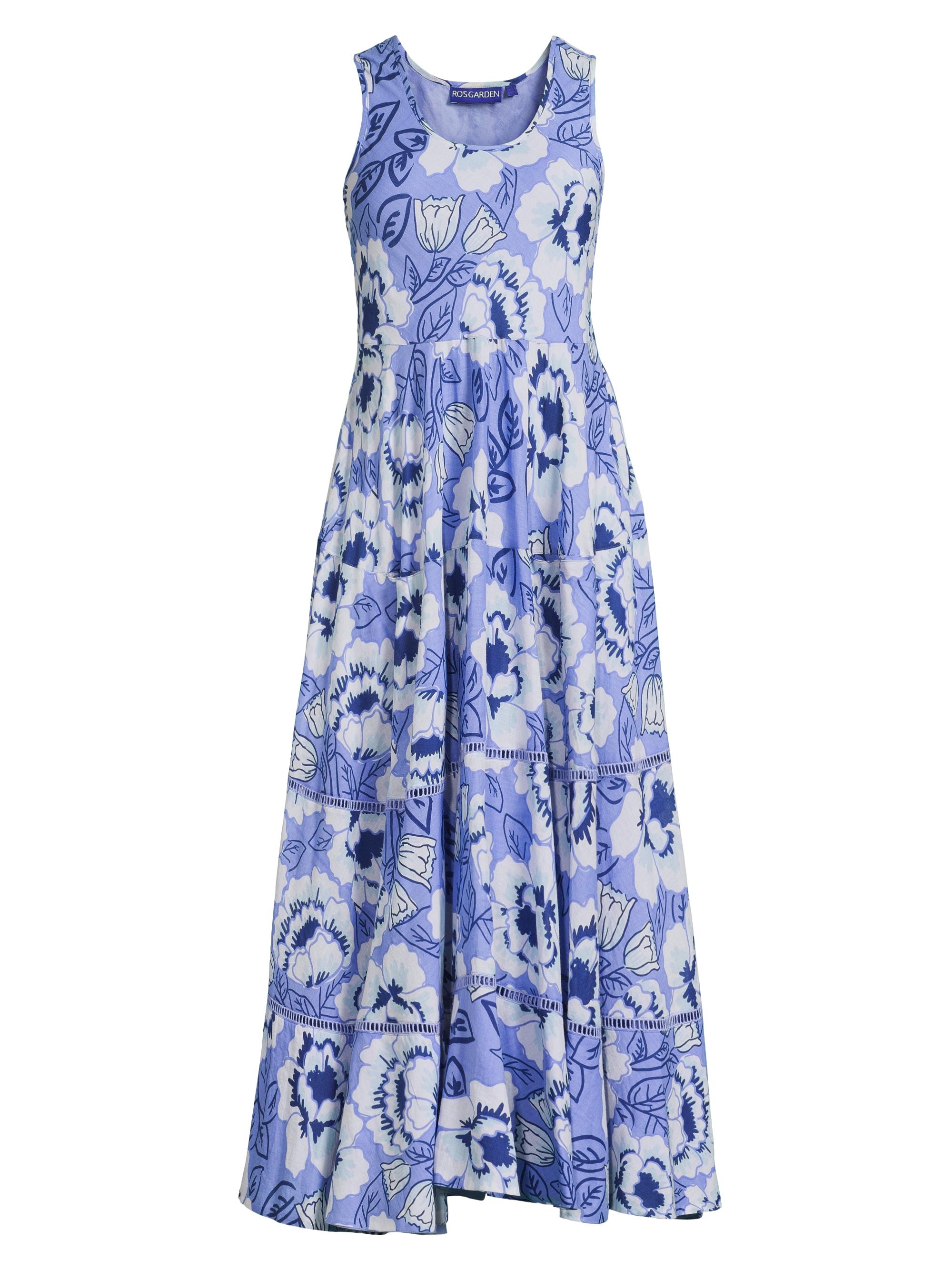 Ro's Garden Women's Cairo Floral Cotton Maxi Dress - Blue Vittoria