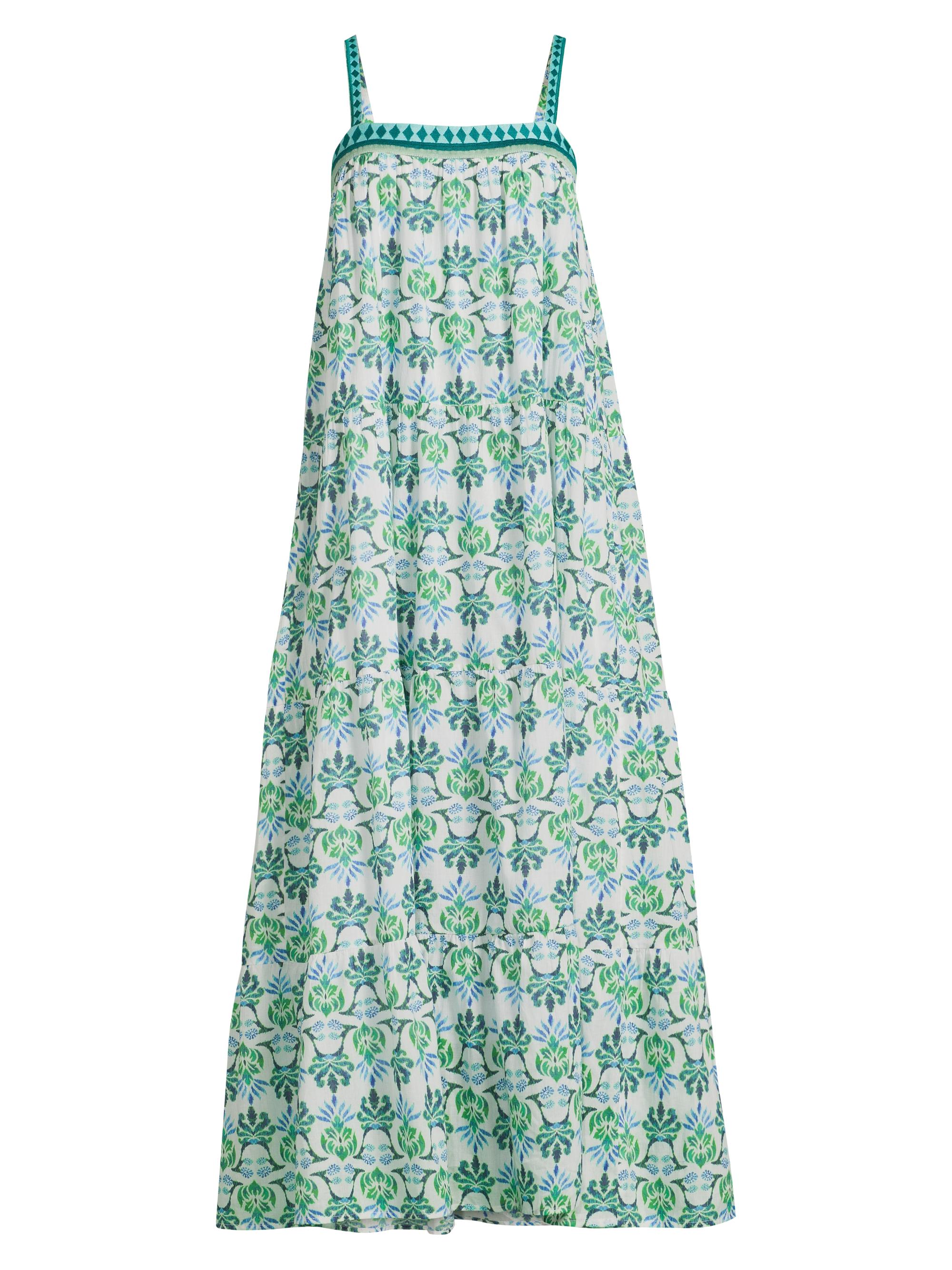 Ro's Garden Women's Natasha Floral Cotton A-Line Maxi Dress - Green Teresinia