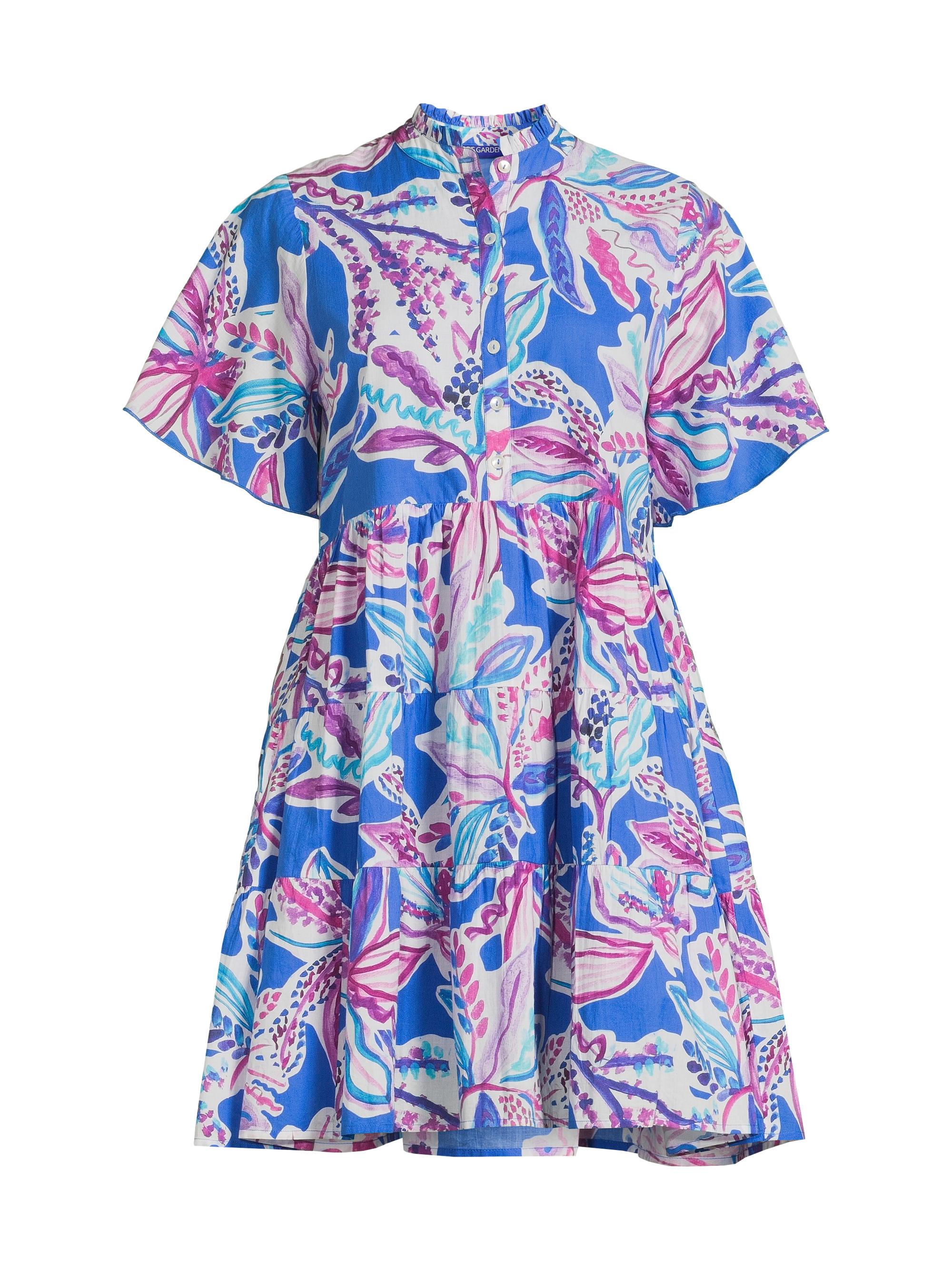 Ro's Garden Women's Vibeka Floral Cotton Shirtdress - Blue Olinda