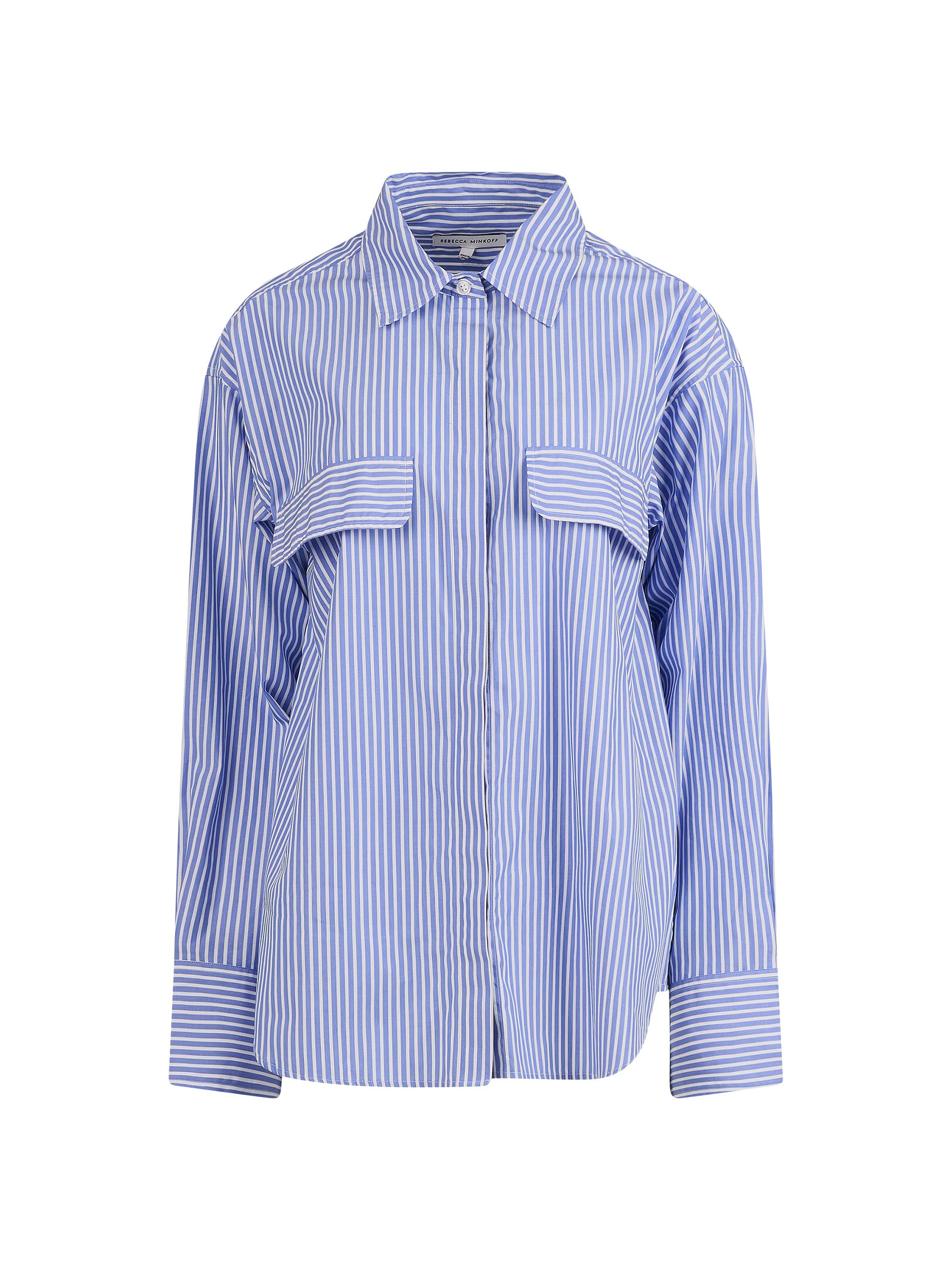 Rebecca Minkoff Women's Skylar Striped Cotton Long-Sleeve Shirt - Periwinkle Shirting Stripe