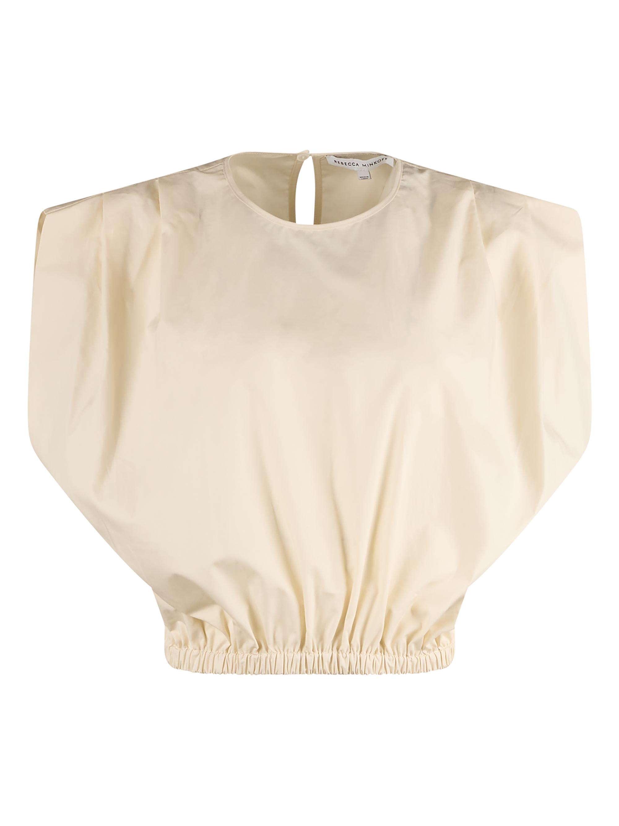 Rebecca Minkoff Women's Holly Pleated Cotton Poplin Sleeveless Crop Top - Whisper