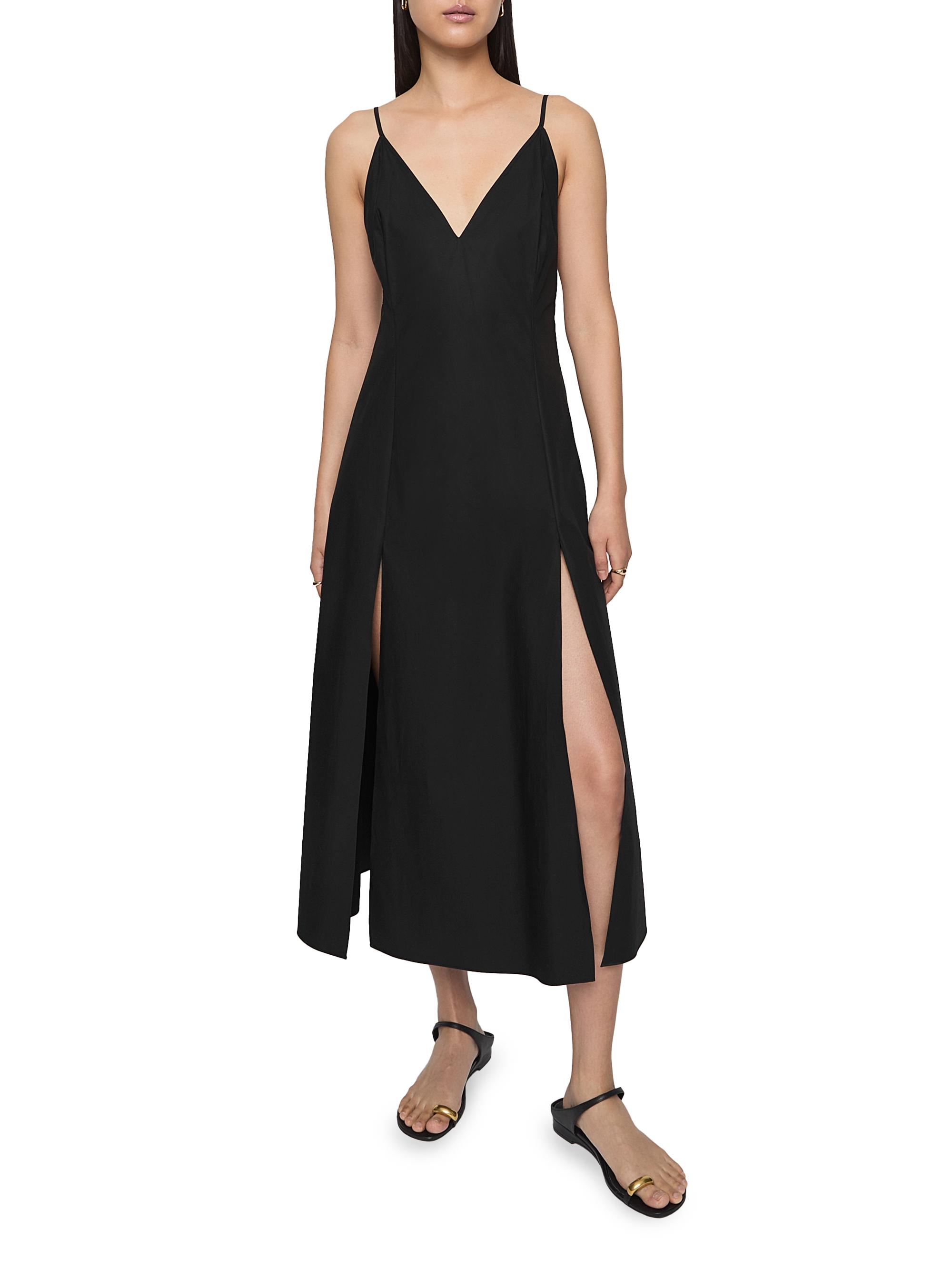 Rebecca Minkoff Women's Amber Cotton Slit Midi-Slipdress - True Black