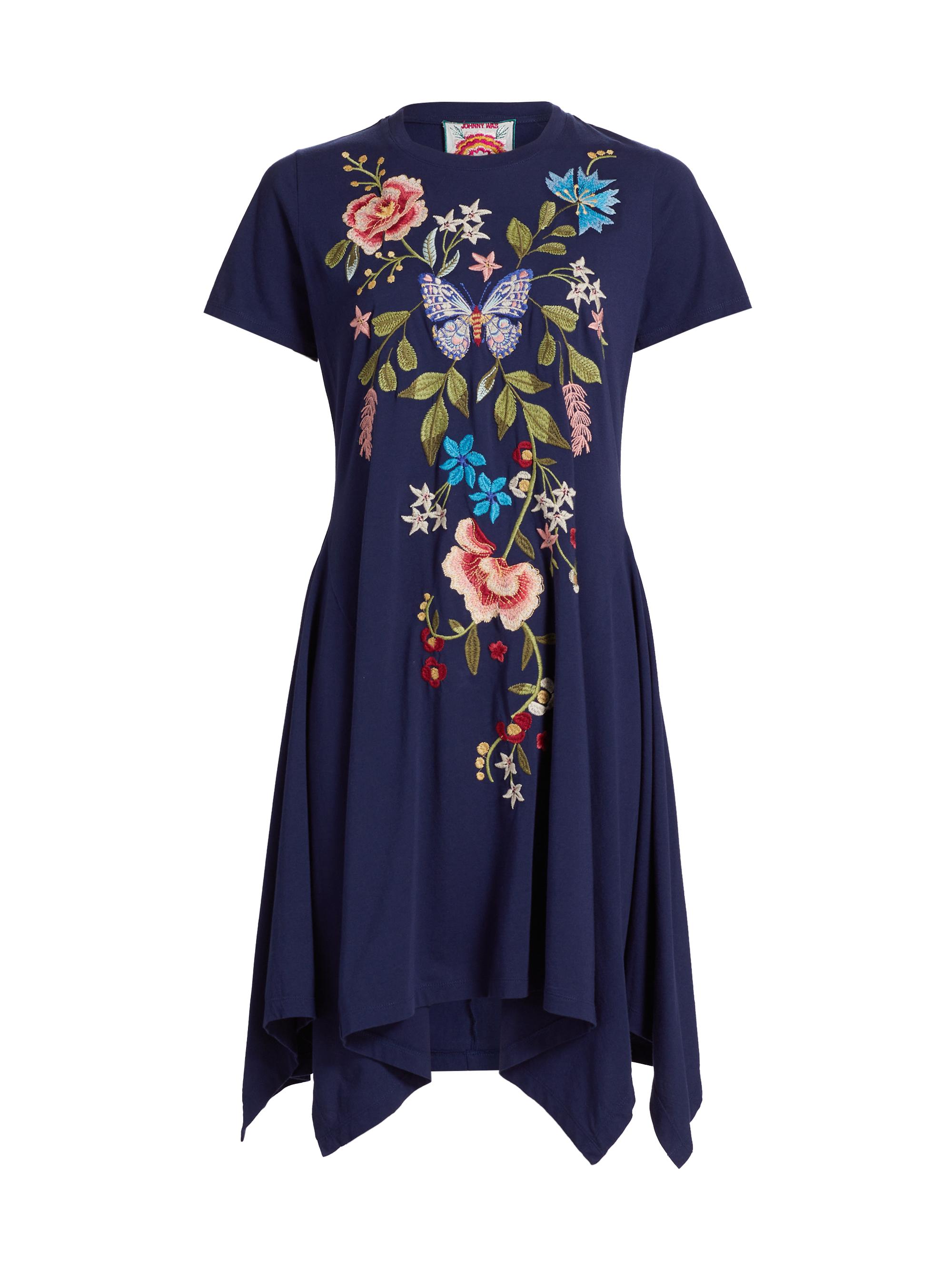 Johnny Was Women's Nicolette Embroidered Handkerchief Minidress - Blue Night