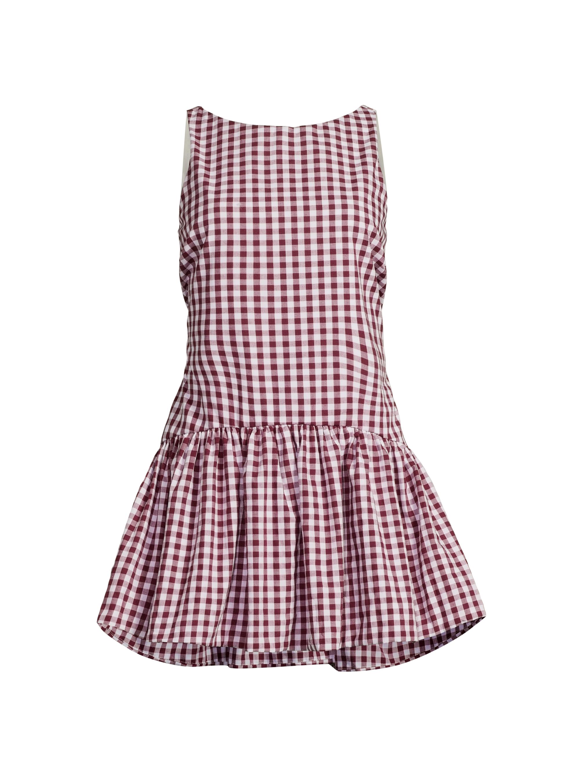 Peixoto Women's Addison Gingham Stretch-Cotton Boatneck Minidress - Merlot Gingham