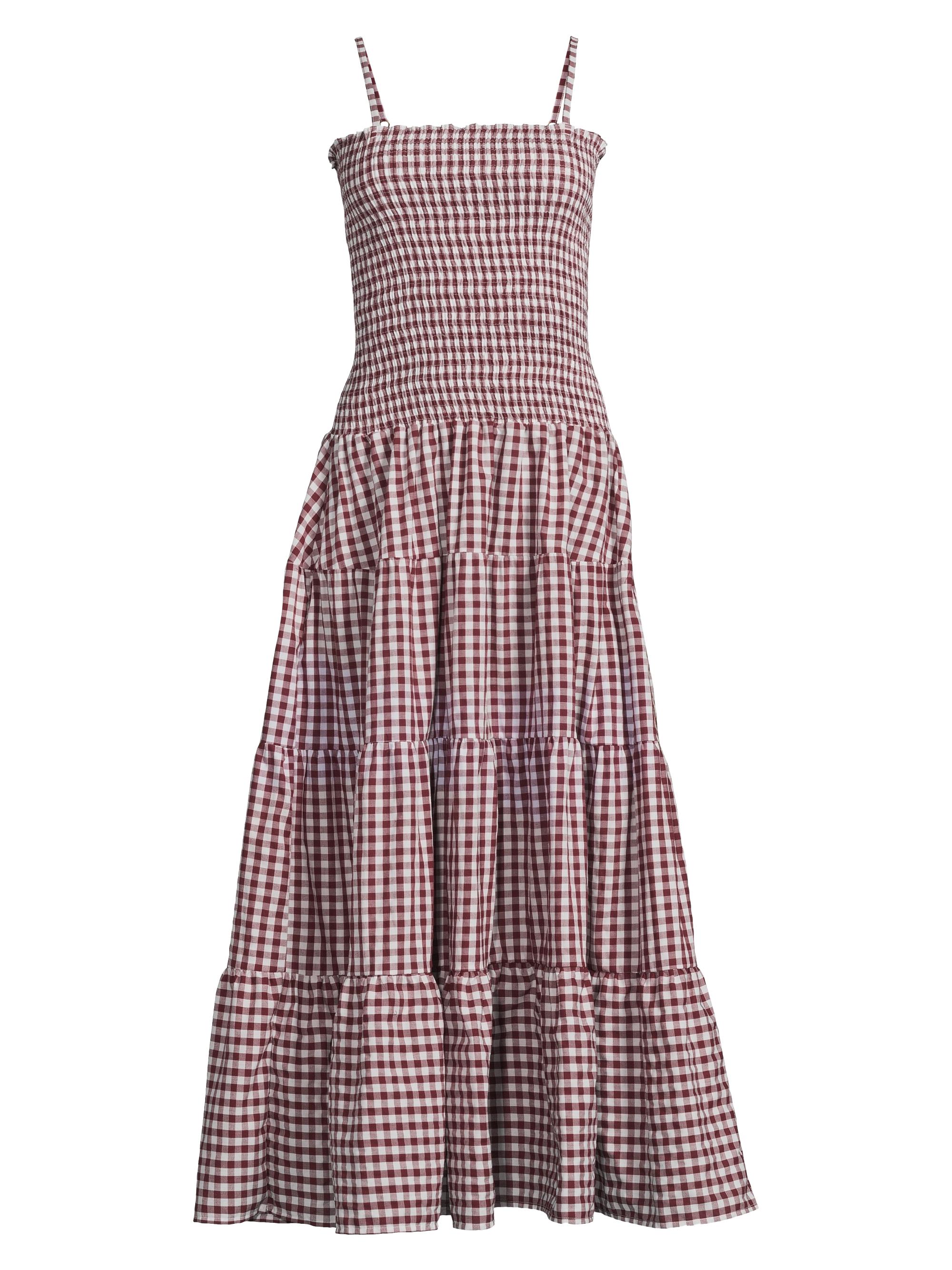Peixoto Women's Clementine Gingham Tiered Maxi Dress - Merlot Gingham