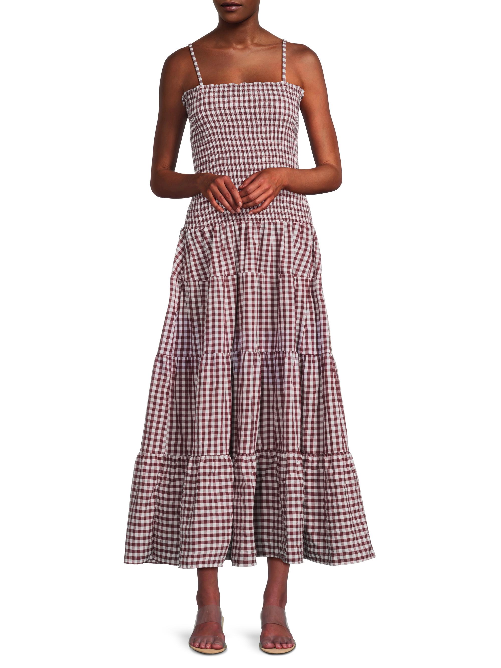 chinese dress ladies Women Gingham Print Maxi Dress Tiered Flared Dress Square Neck Tie Front  Corset Long Dress Vacation Outfits (A-Blue, M) at Amazon Women's Clothing  store