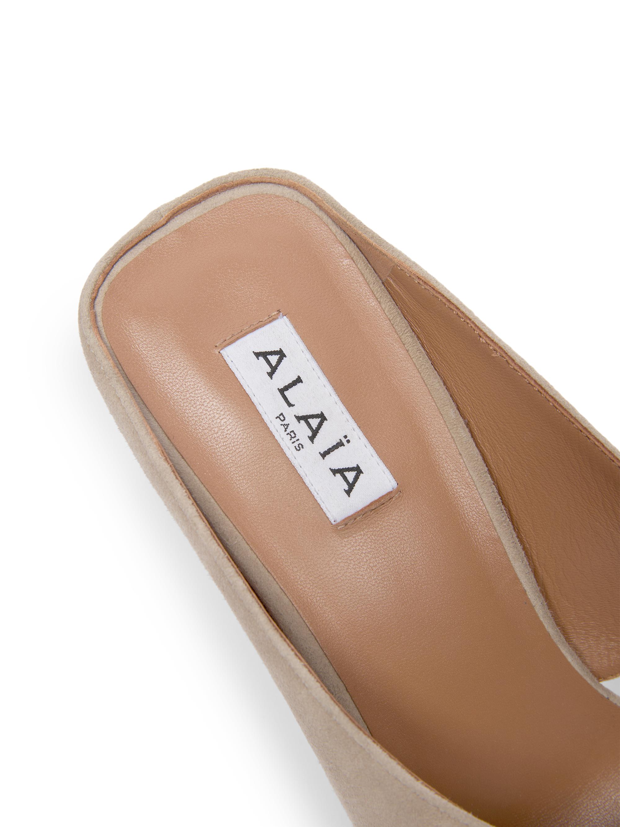 Alaïa 75MM Slip-On Suede Wedge Sandals | Saks Fifth Avenue