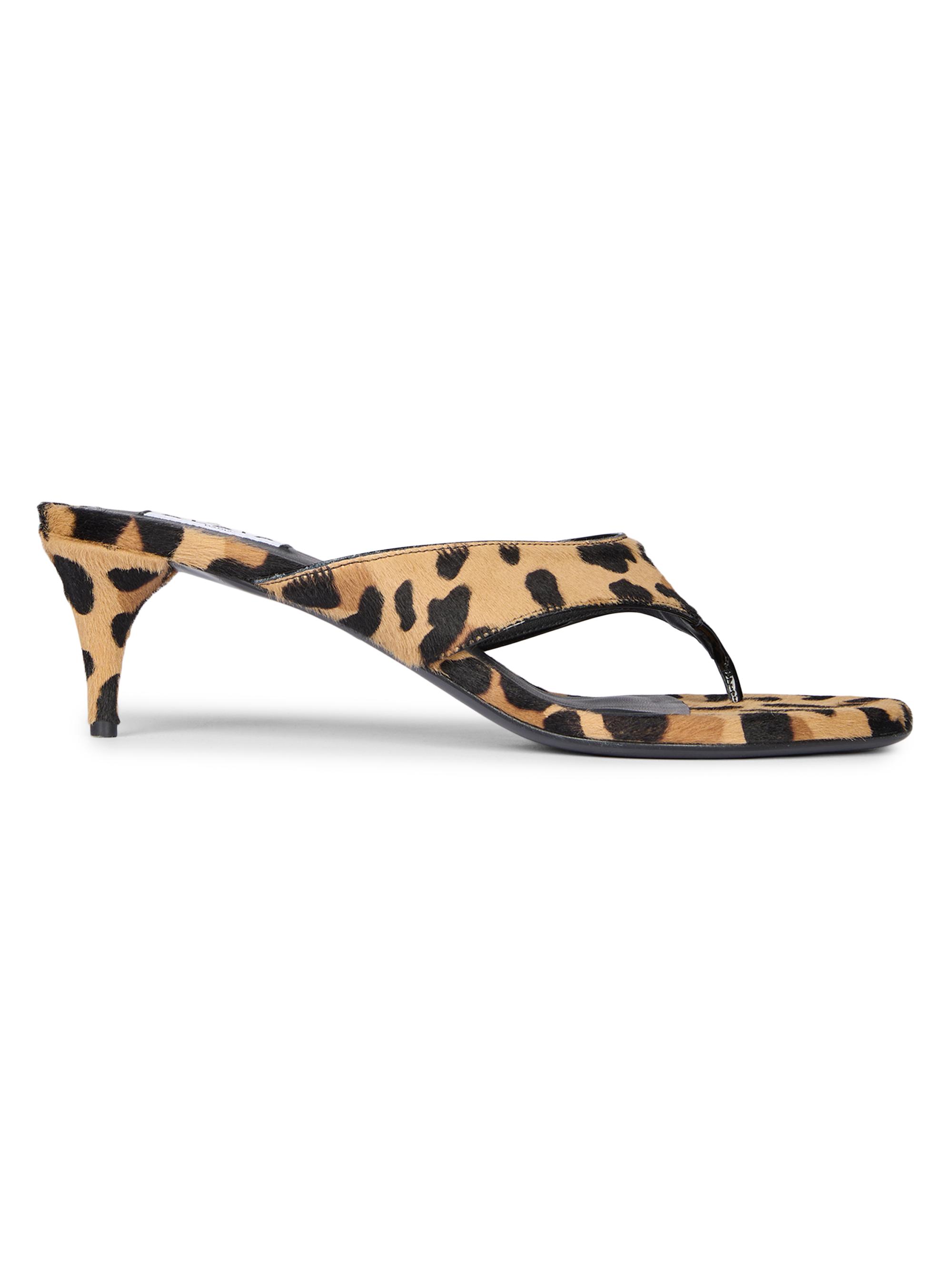 Alaïa Women's Leopard-Print Calf Hair Thong Sandals - Brun Sepia
