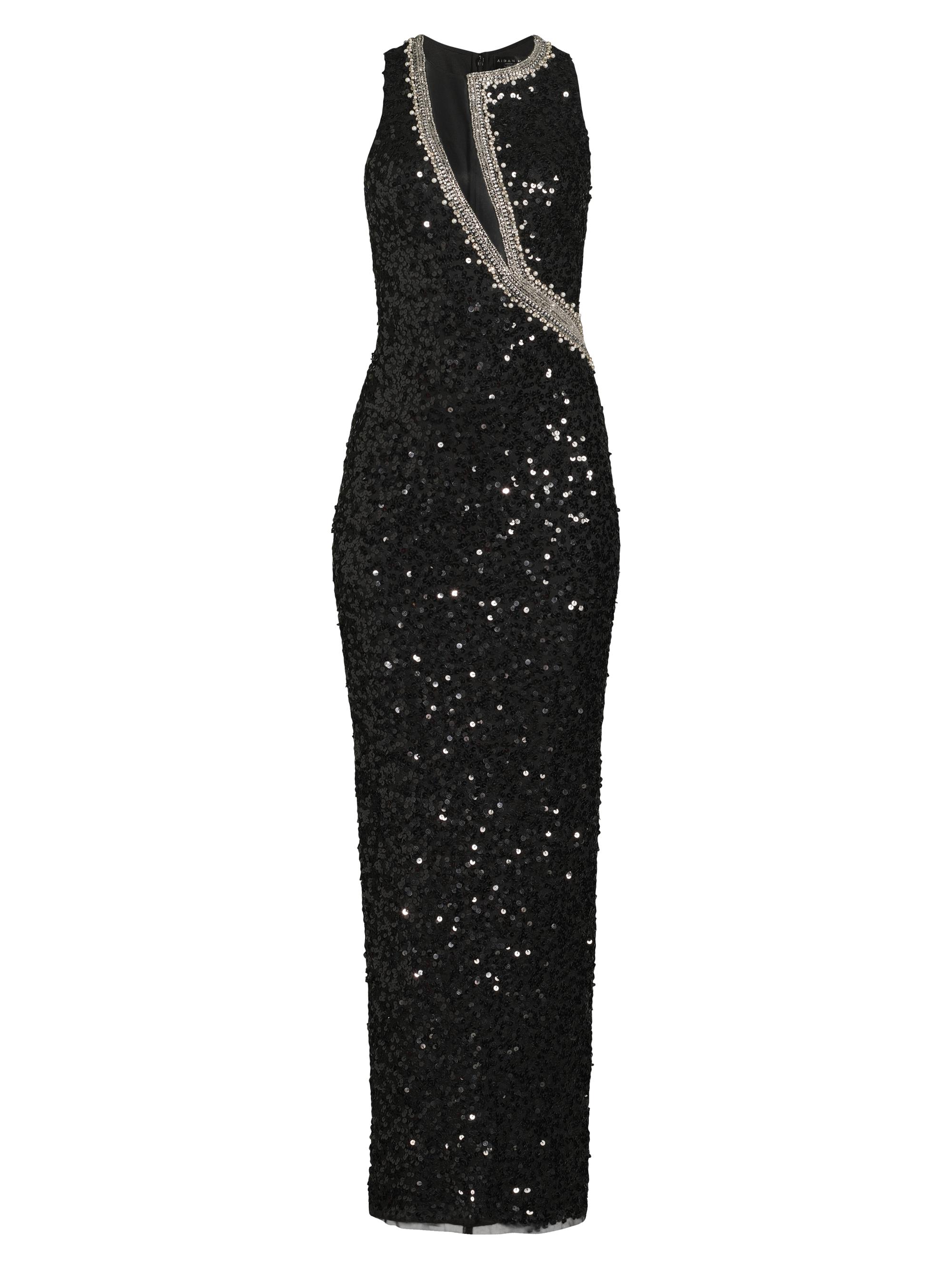 Aidan Mattox Women's Embellished Mesh-Inset Sequined Gown - Black