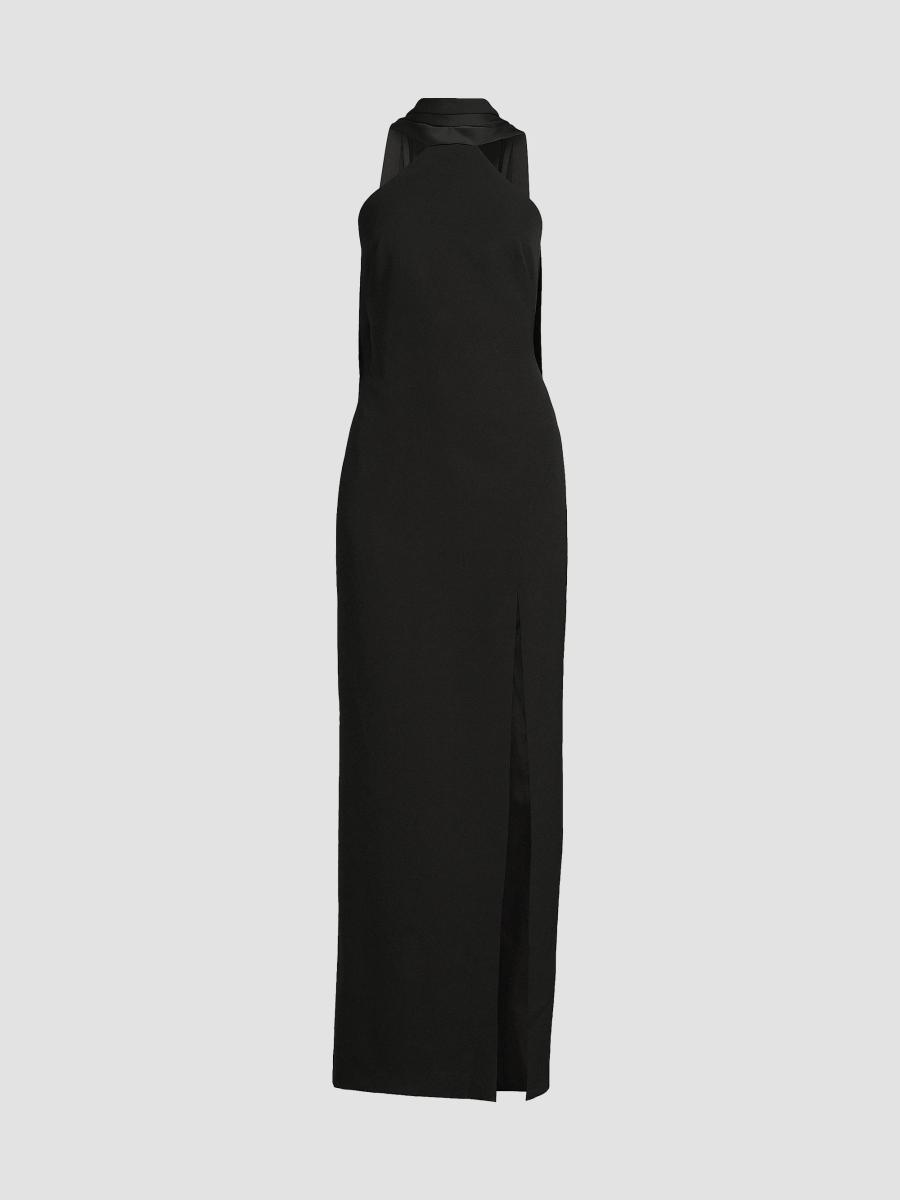 Aidan Mattox Bonded Crêpe Scarf Column Gown | Saks Fifth Avenue