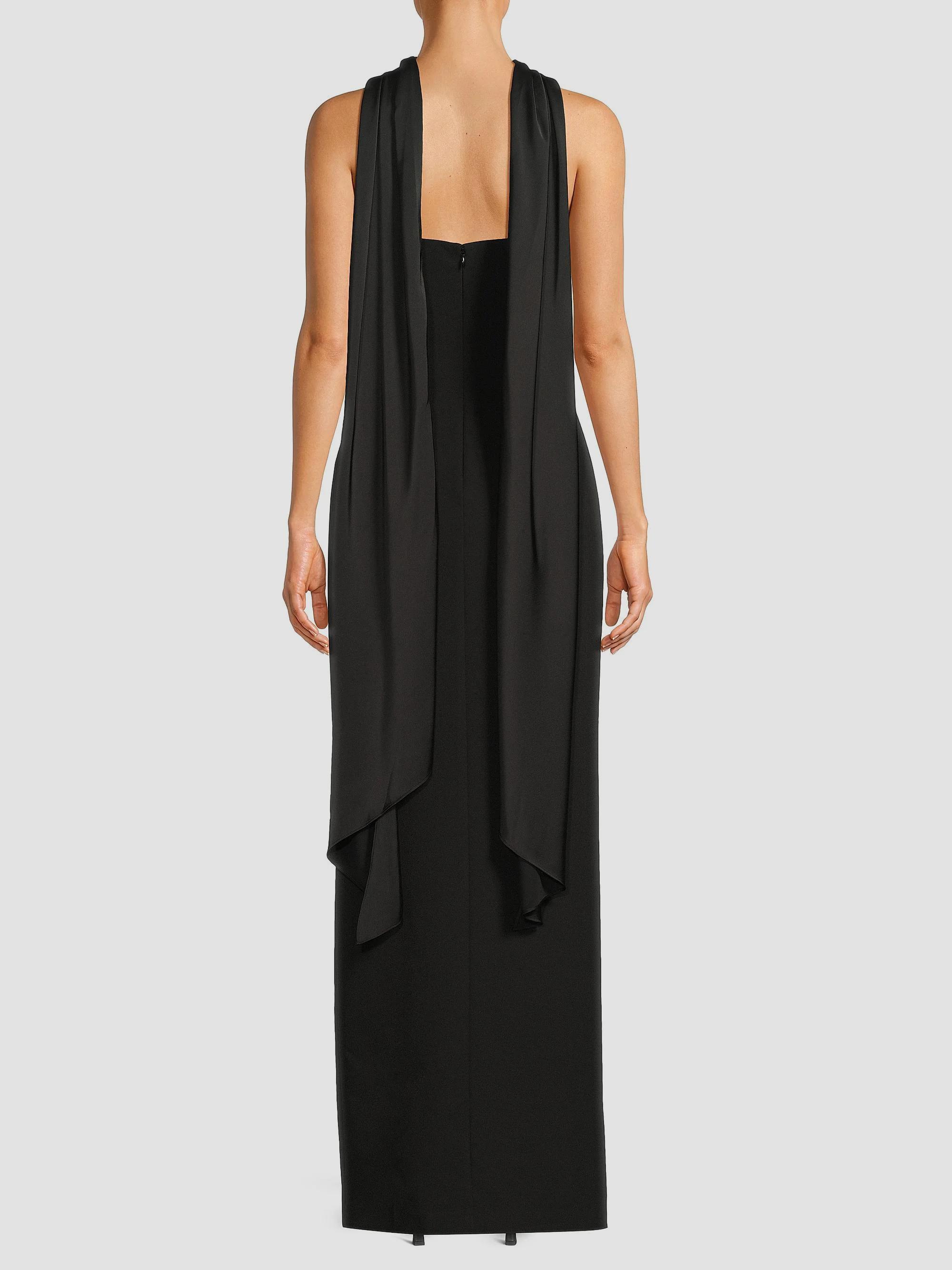 Aidan Mattox Bonded Crêpe Scarf Column Gown | Saks Fifth Avenue