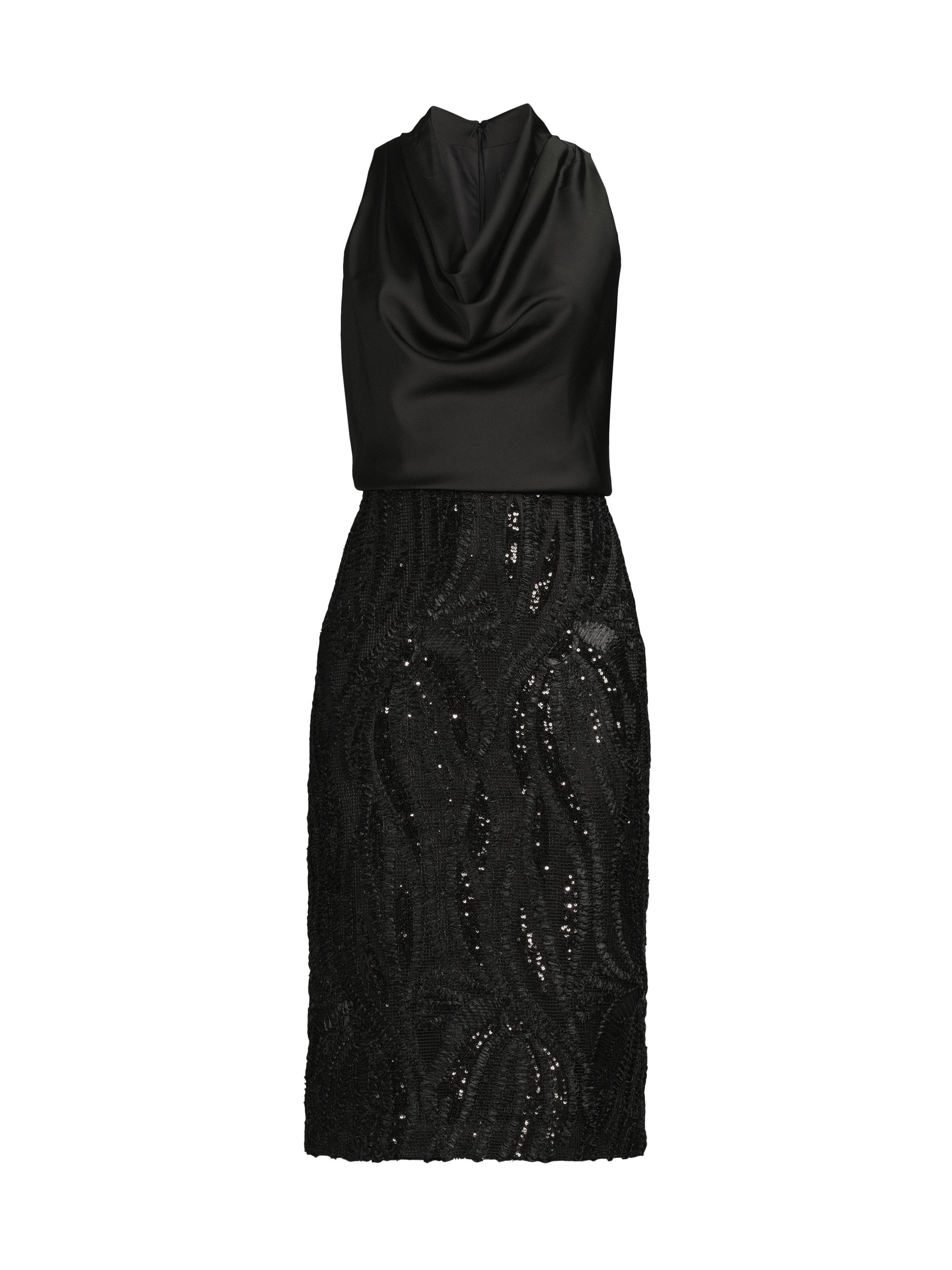 Aidan Mattox Women's Sequined Cowlneck Cocktail Dress - Black