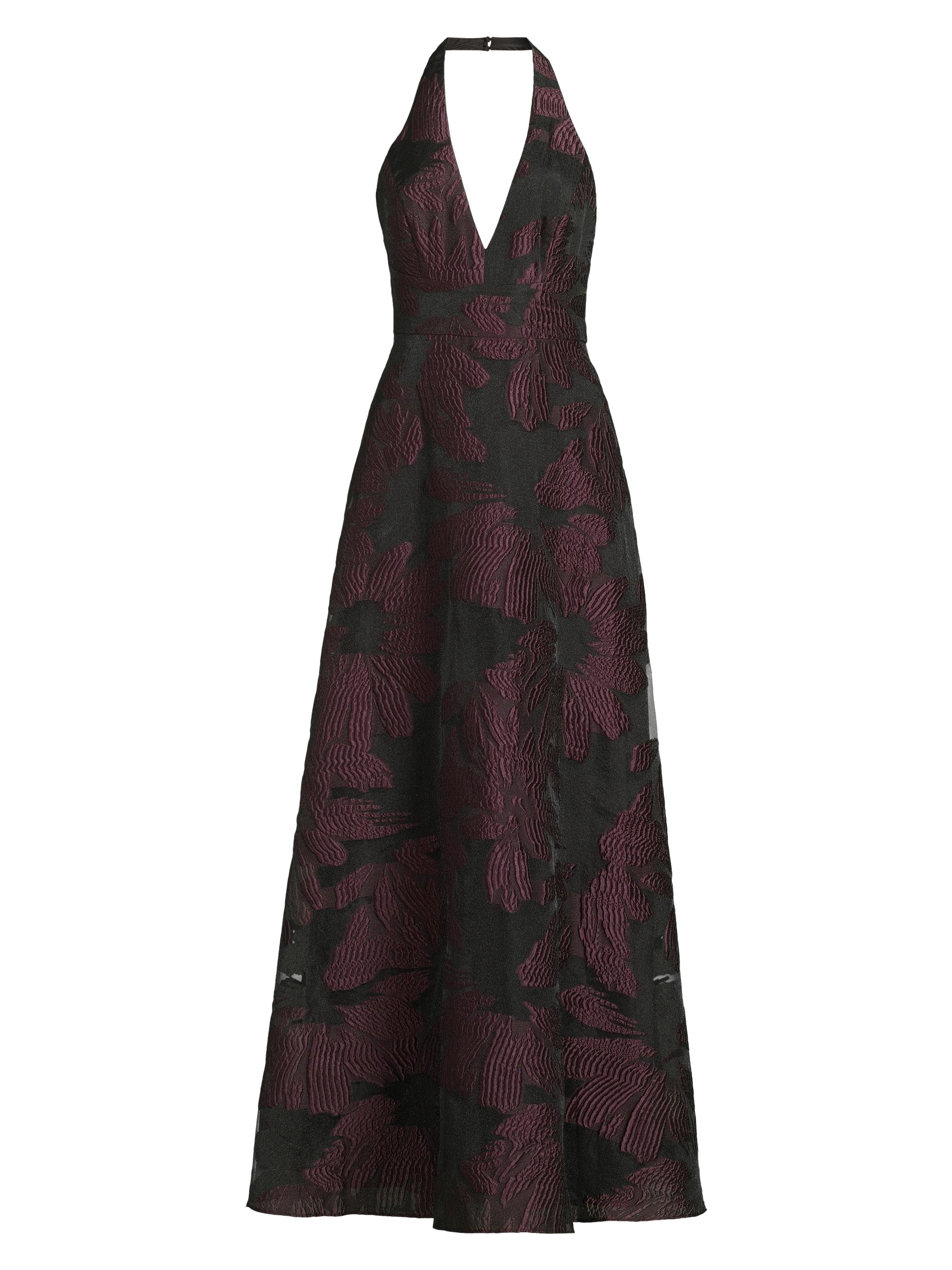 Aidan Mattox Women's Floral Organza Gown - Midnight Plum