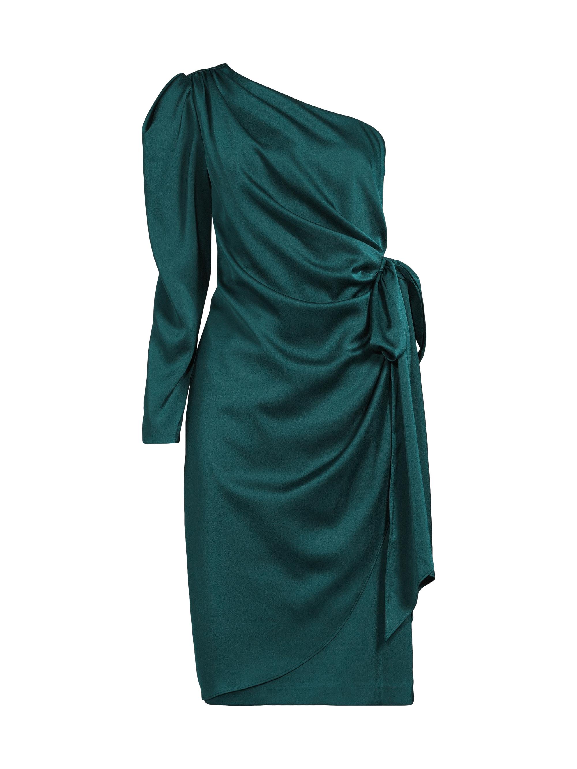 Aidan Mattox Women's One-Shoulder Satin Cocktail Dress - Green Gem