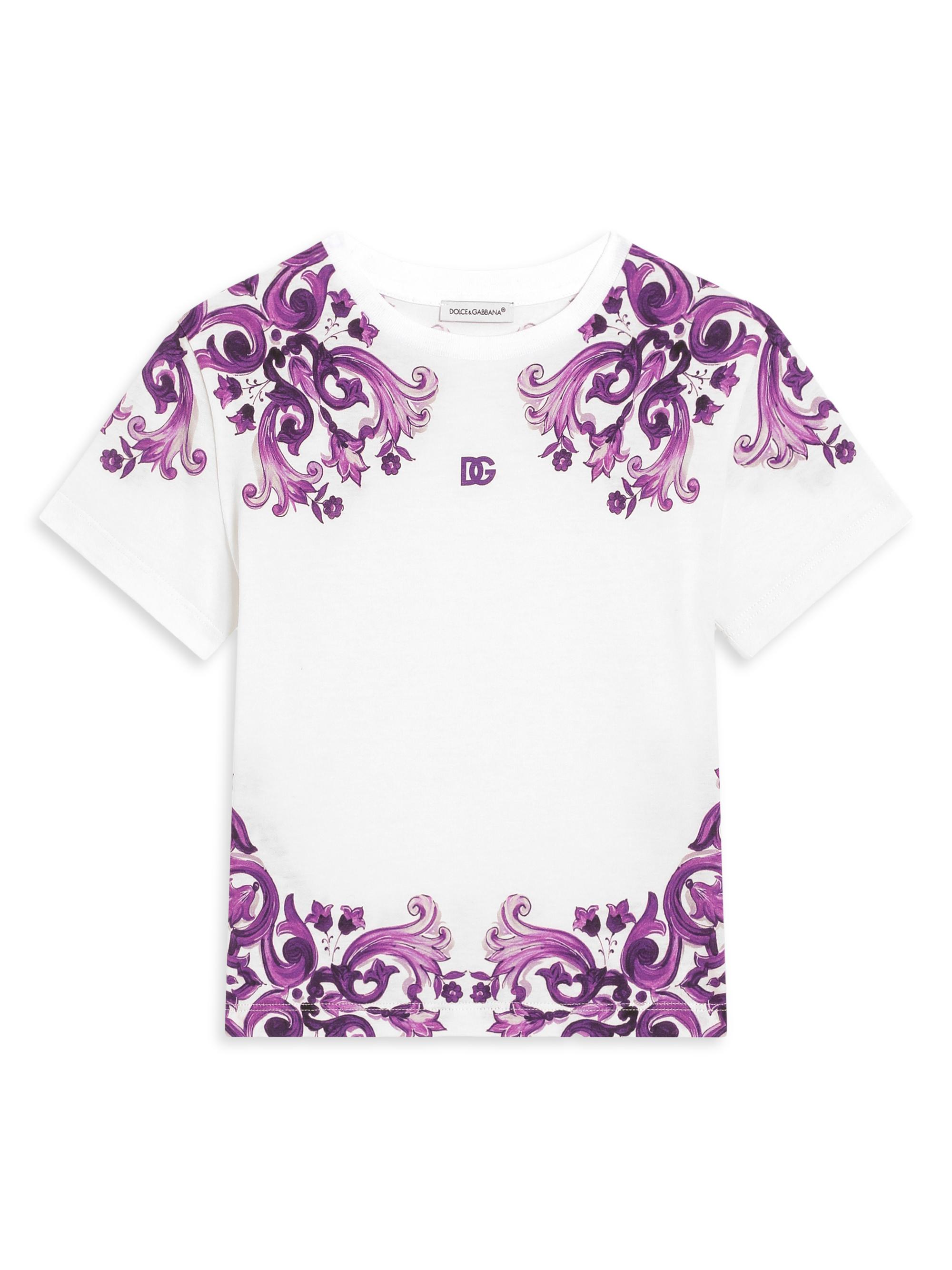 Dolce & Gabbana Little Girl's & Girl's Ornate Print Cotton T-Shirt - Violet