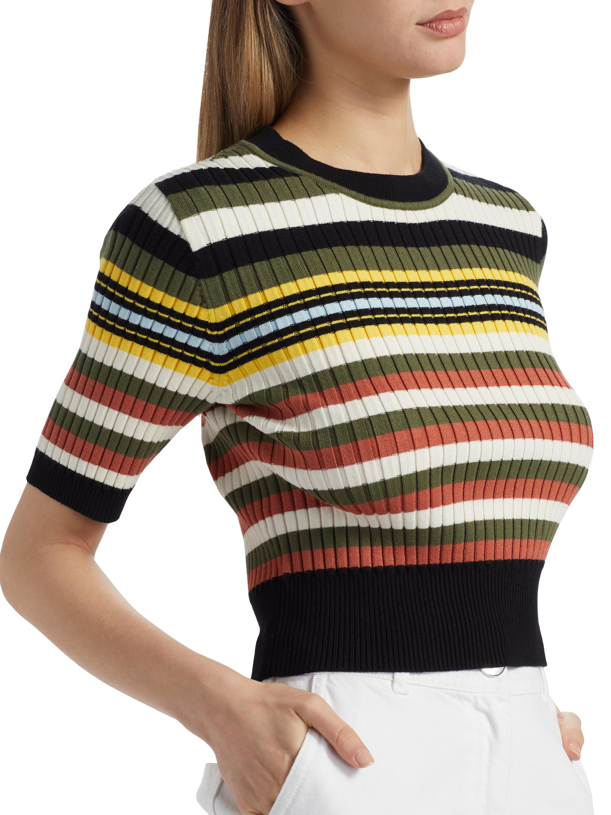 Toccin Nyla Striped Short-Sleeve Sweater | Saks Fifth Avenue