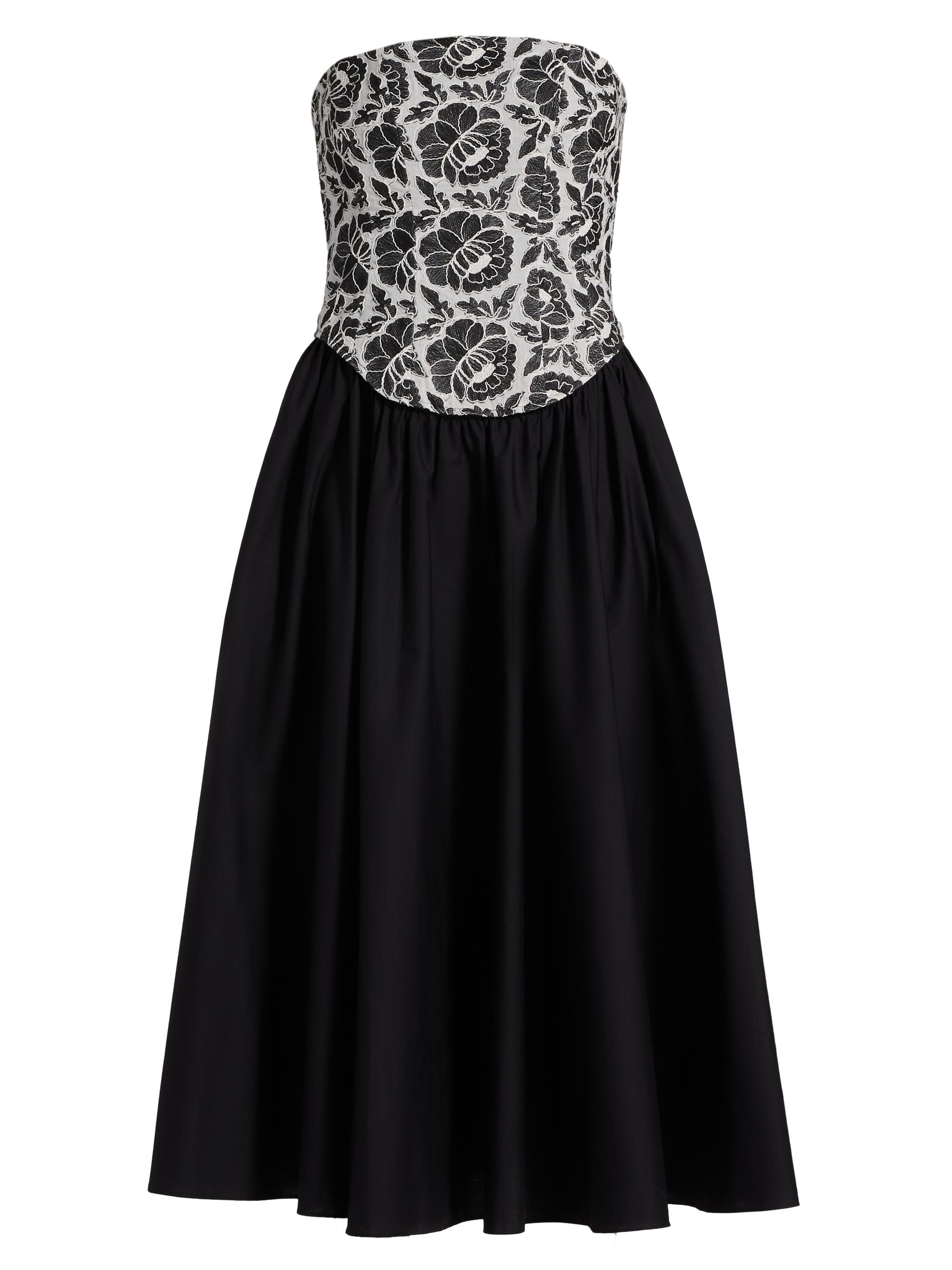 Toccin Women's Melody Floral Cotton Corset Midi-Dress - Jet Optic