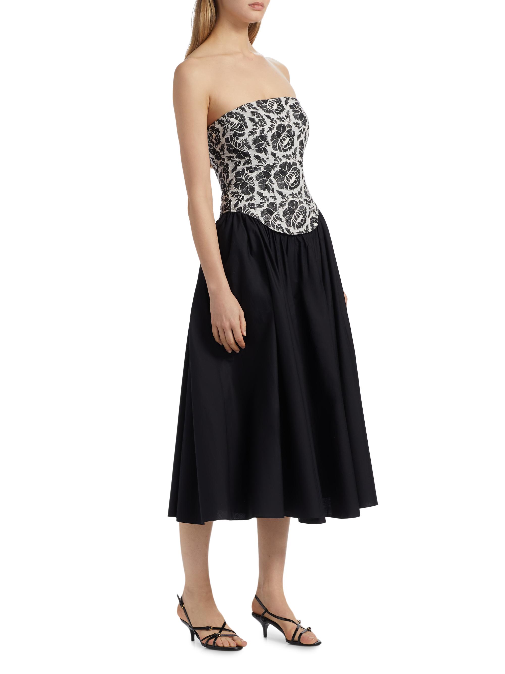 Toccin Melody Floral Cotton Corset Midi-Dress | Saks Fifth Avenue