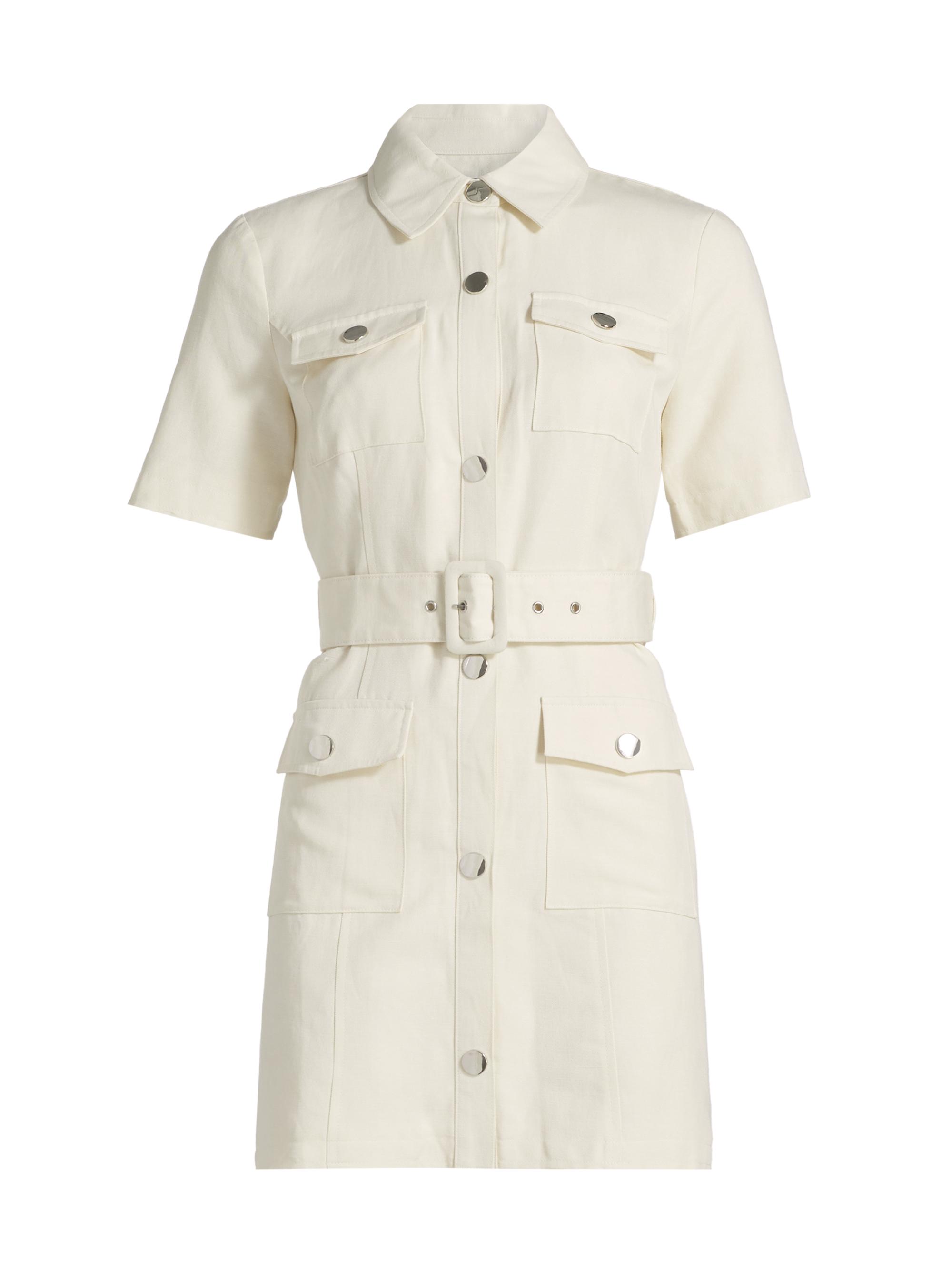 Toccin Women's Lydia Short-Sleeve Snap-Front Minidress - Bone