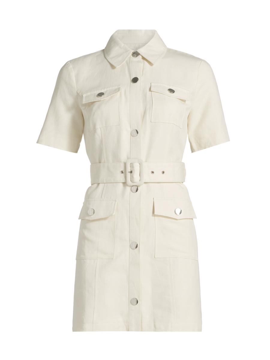 Toccin Women's Lydia Short-sleeve Snap-front Minidress In Brown