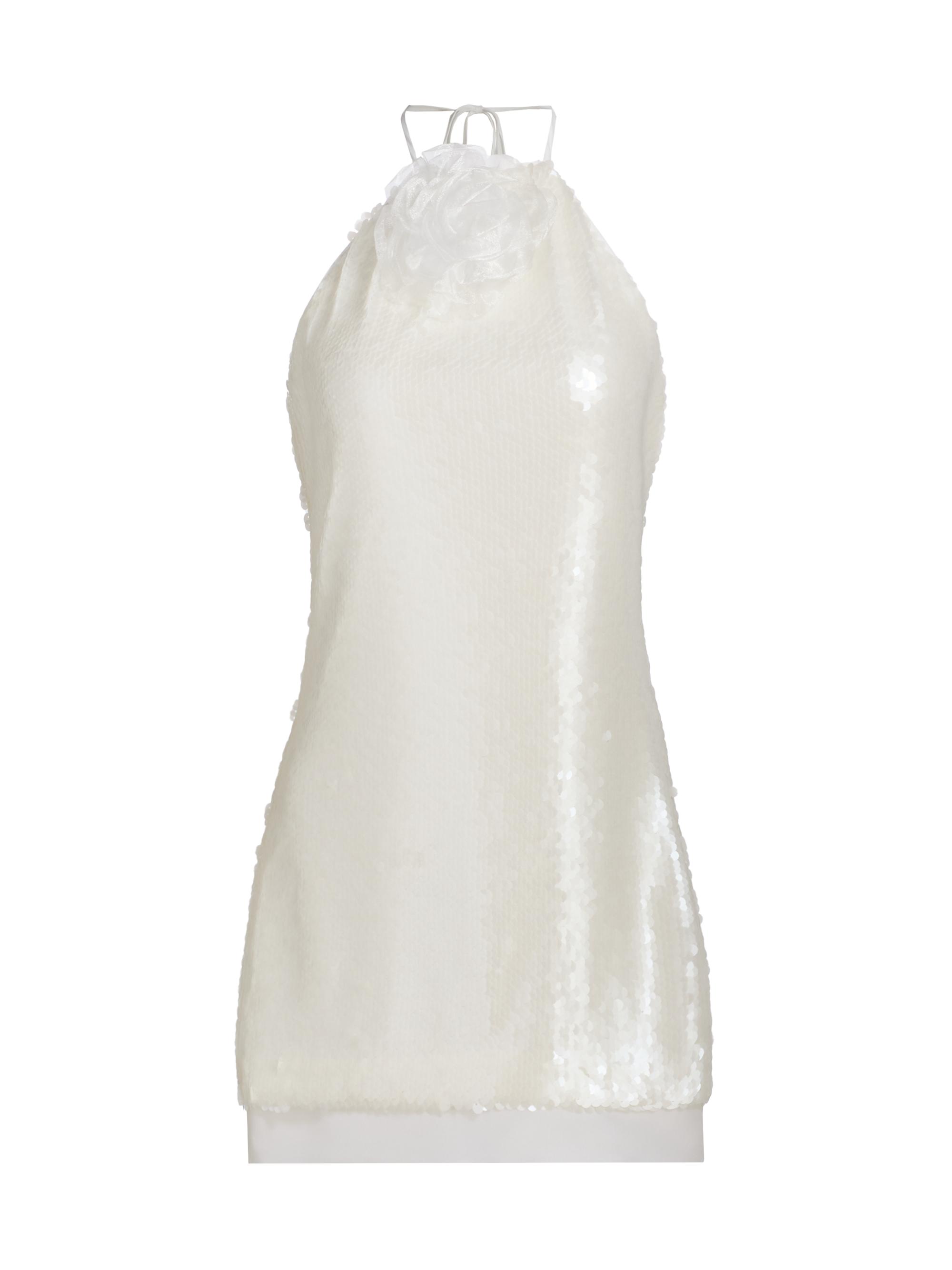 Toccin Women's Micky Rosette-Detailed Sequined Halterneck Minidress - Optic