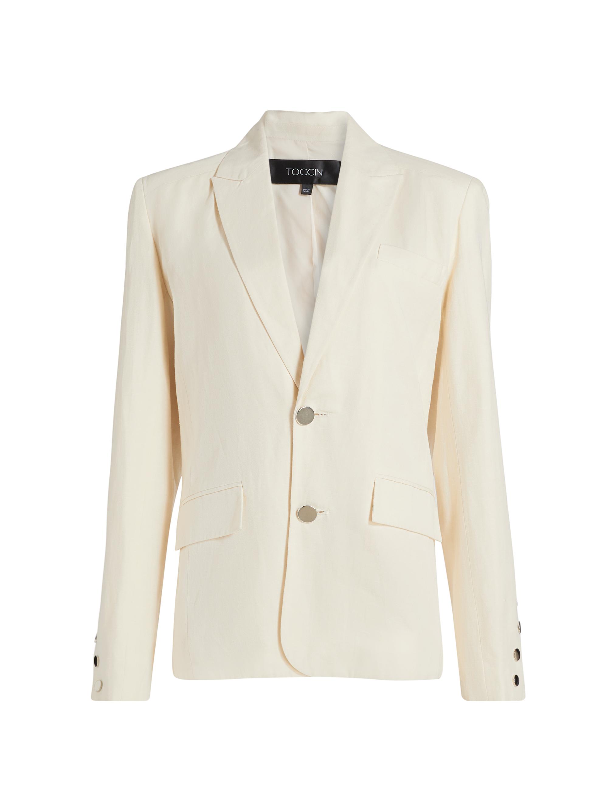 Toccin Women's Willa Boyfriend Cotton-Blend Blazer - Bone
