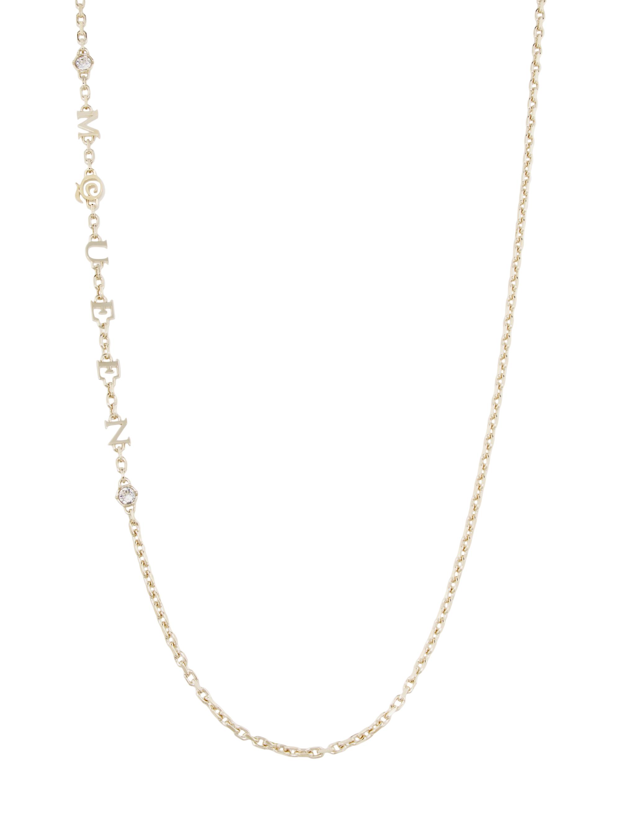 McQueen Women's "" Goldtone & Glass Crystal Logo Chain Necklace - Gold