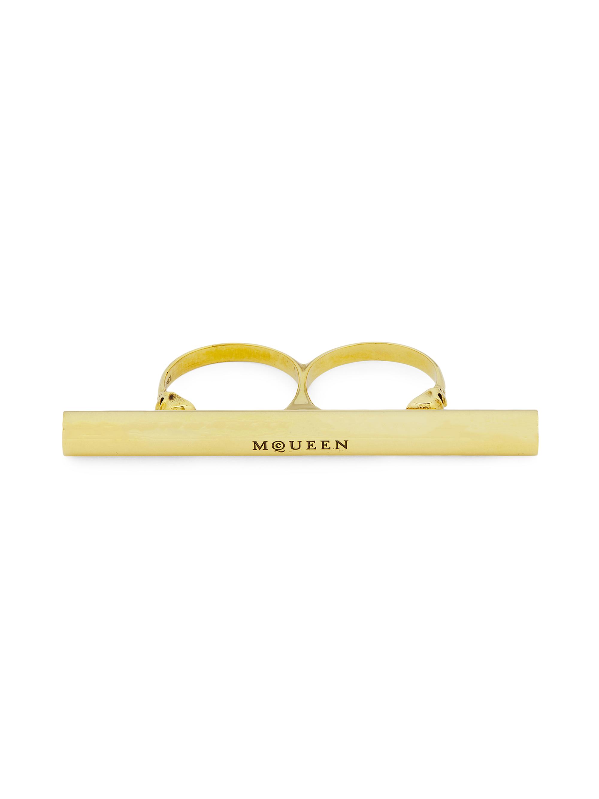 McQueen Women's Goldtone Logo-Engraved T-Bar Ring - Giallohava
