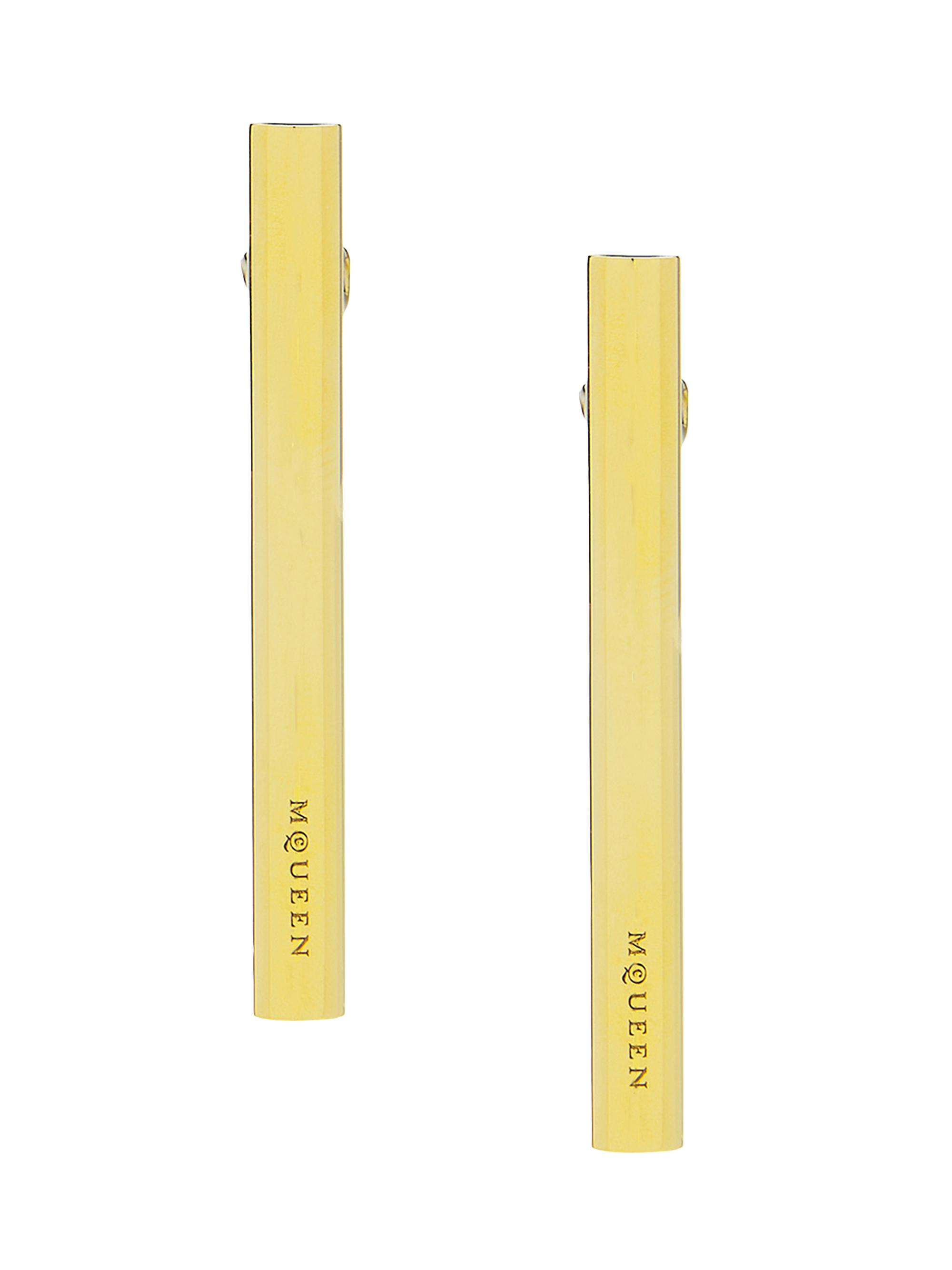 McQueen Women's Goldtone Logo-Engraved T-Bar Earrings - Giallohava
