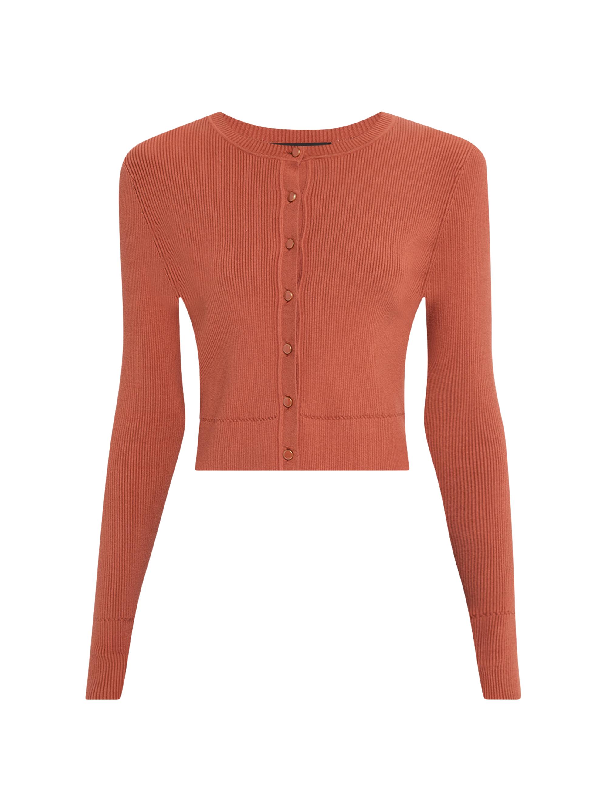 Toccin Women's Zoe Rib-Knit Crop Cardigan - Dark Orange