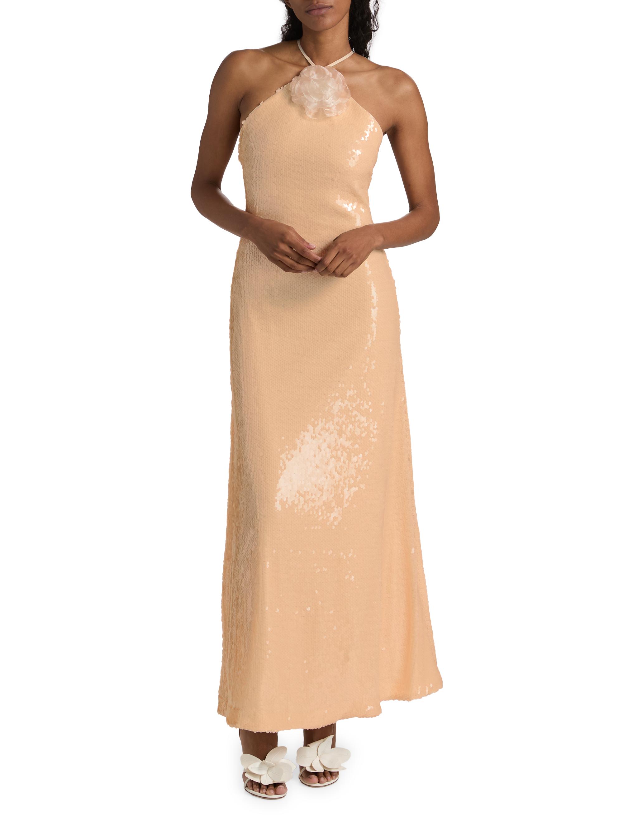 silver sequin halter neck dress Halter Neck Sequin Maxi Dress Silver / Small main image 1