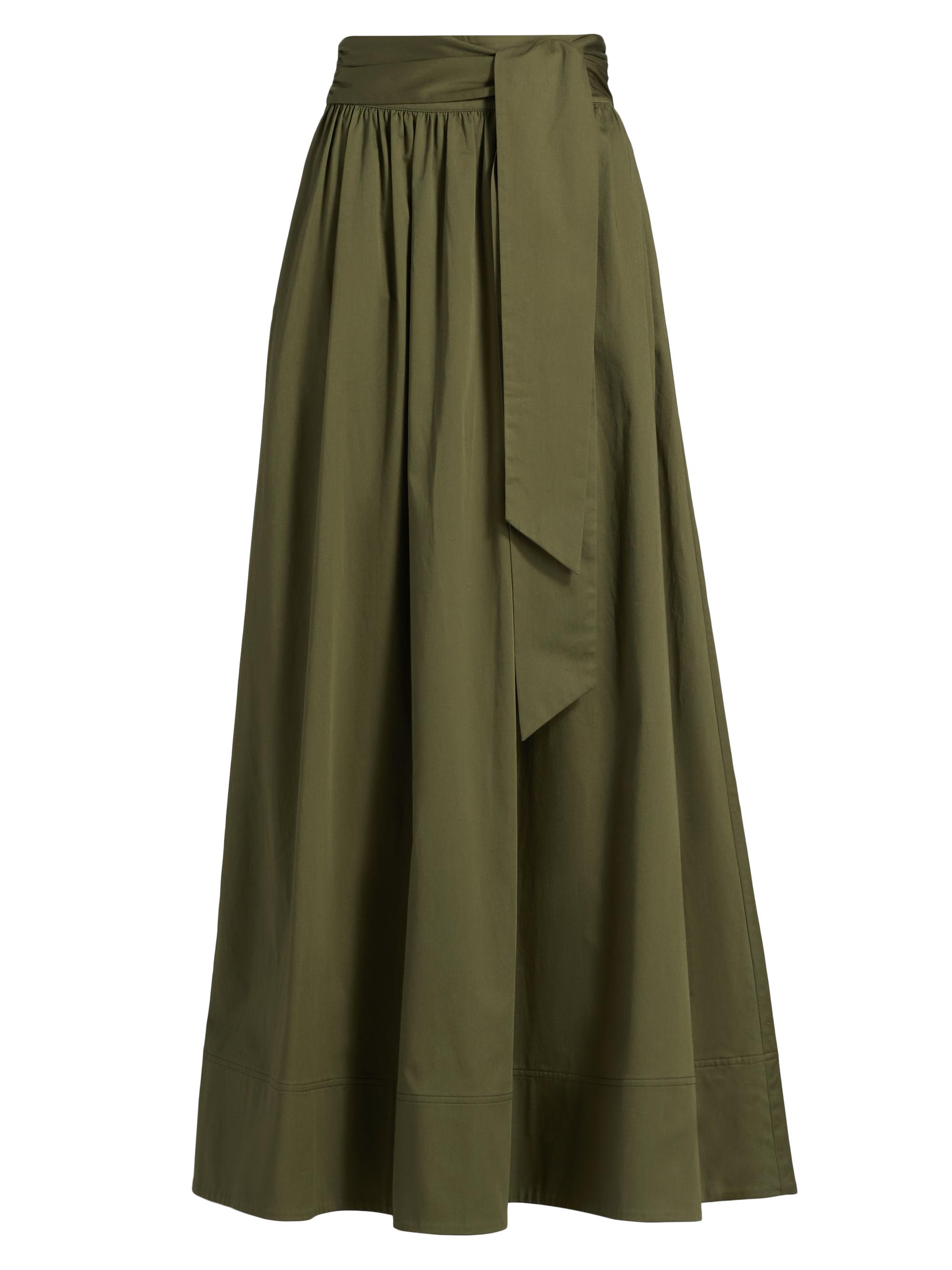 Toccin Women's Sabine Stretch-Cotton Tie-Waist Maxi Skirt - Olive