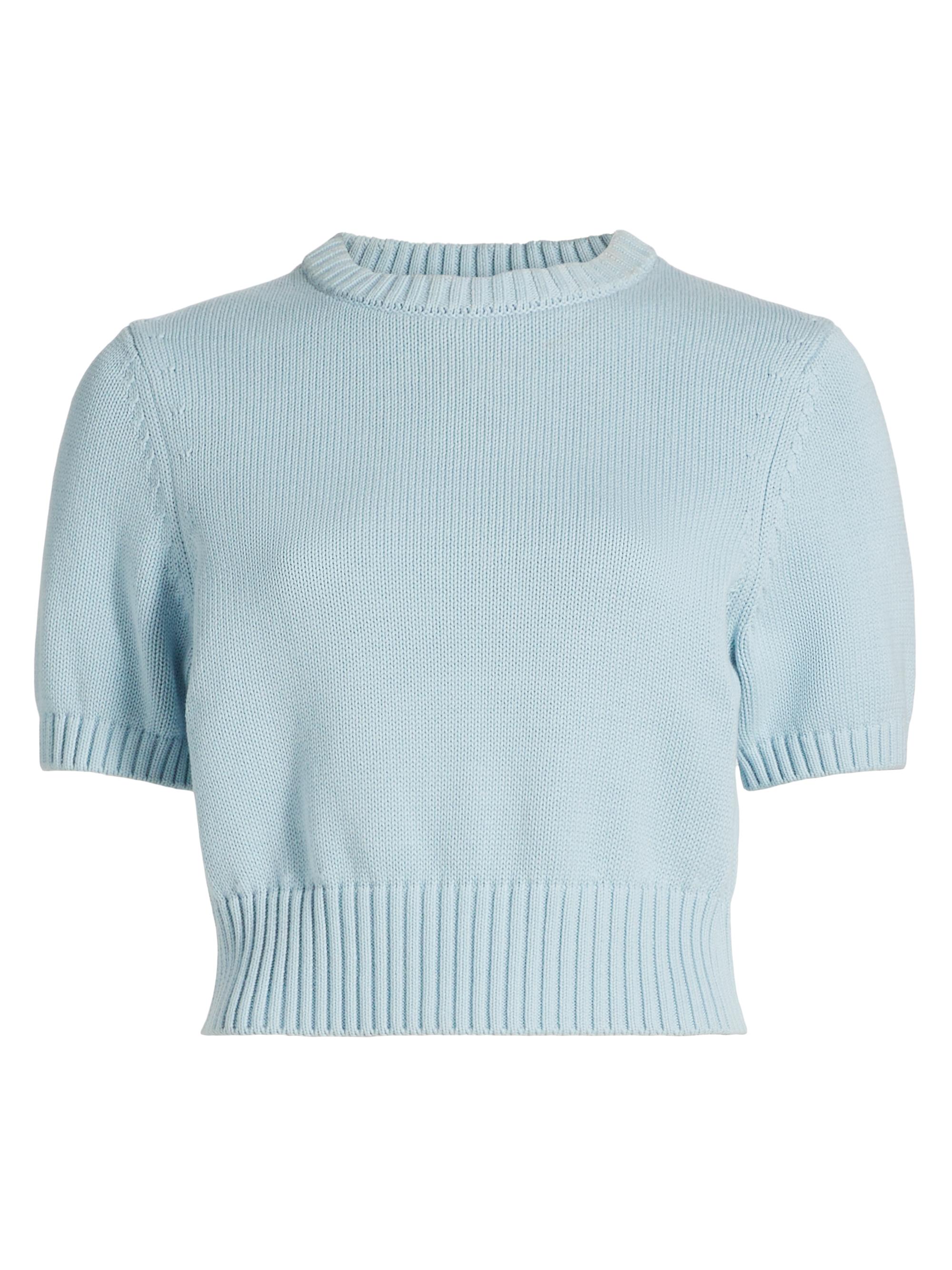Toccin Women's Elsie Cotton Crop Sweater - Light Blue