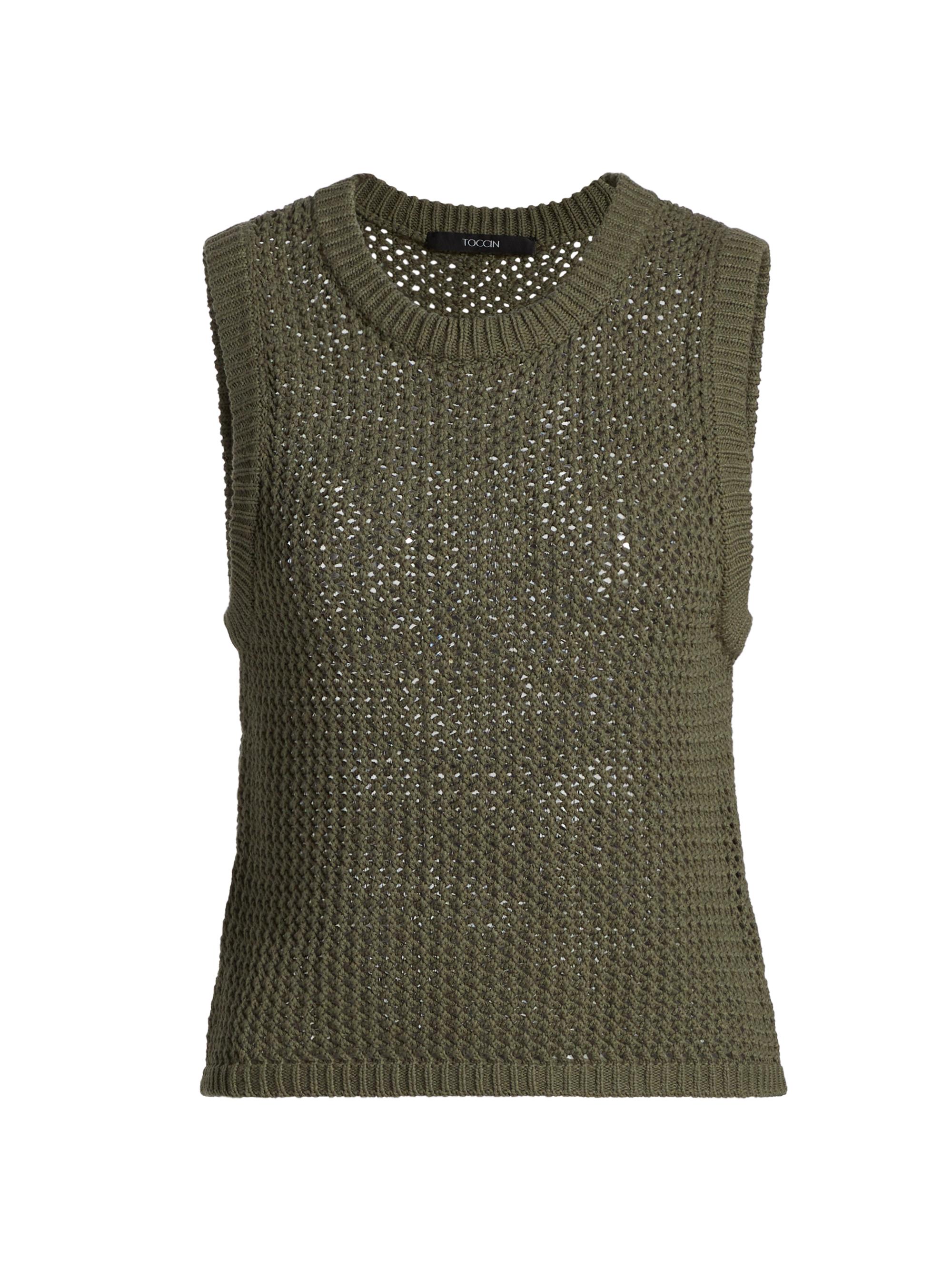 Toccin Women's Estelle Crochet-Knit Cotton Top - Olive