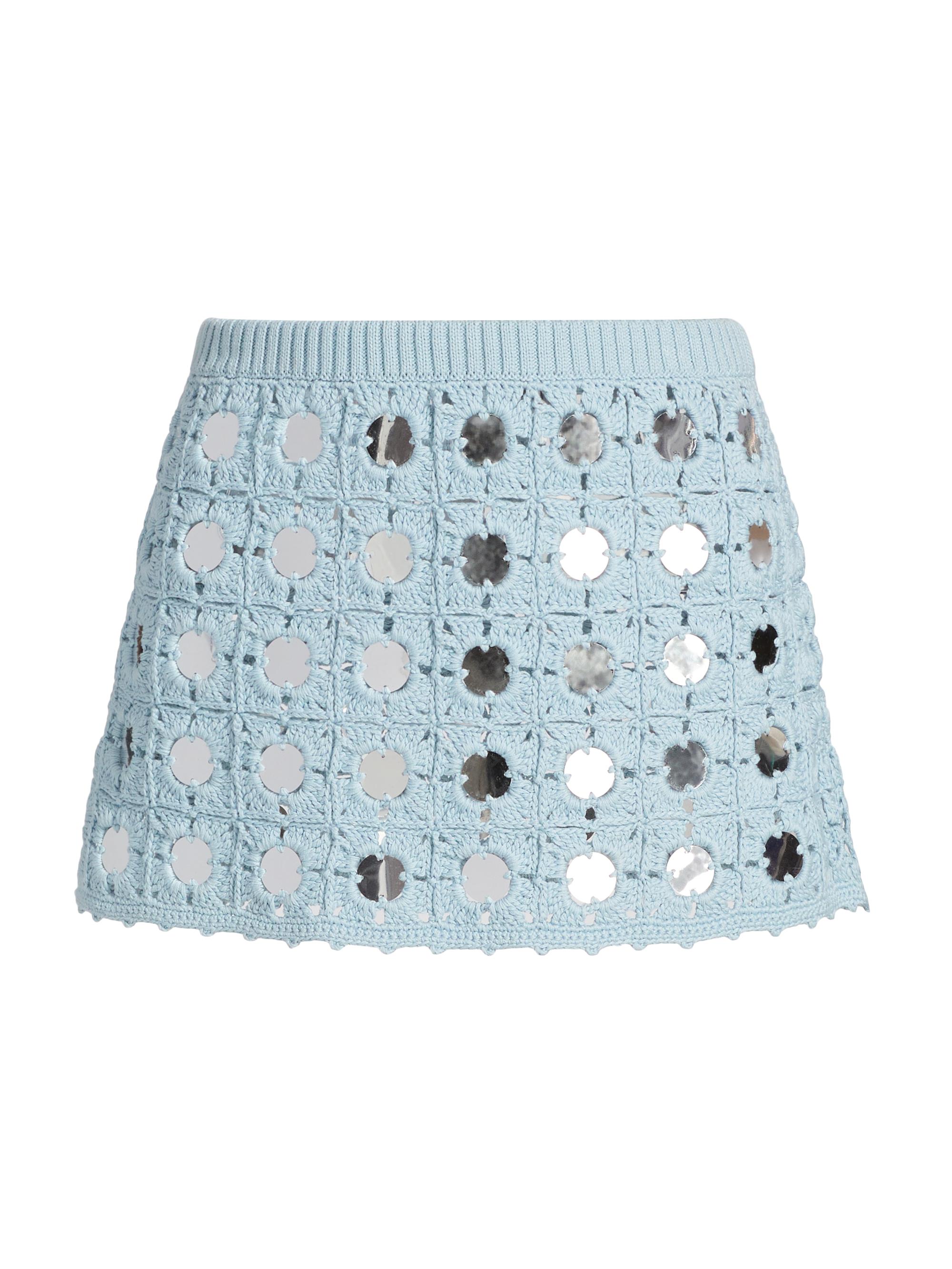 Toccin Women's Kendra Mirror Cotton Crochet Miniskirt - Sky Blue