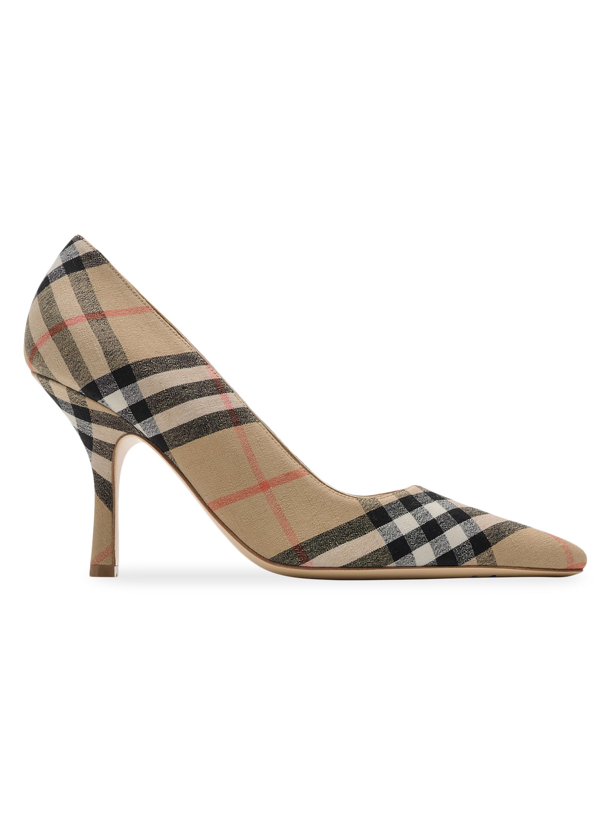 Burberry Women's Dame Check 90MM Pumps - Sand Check