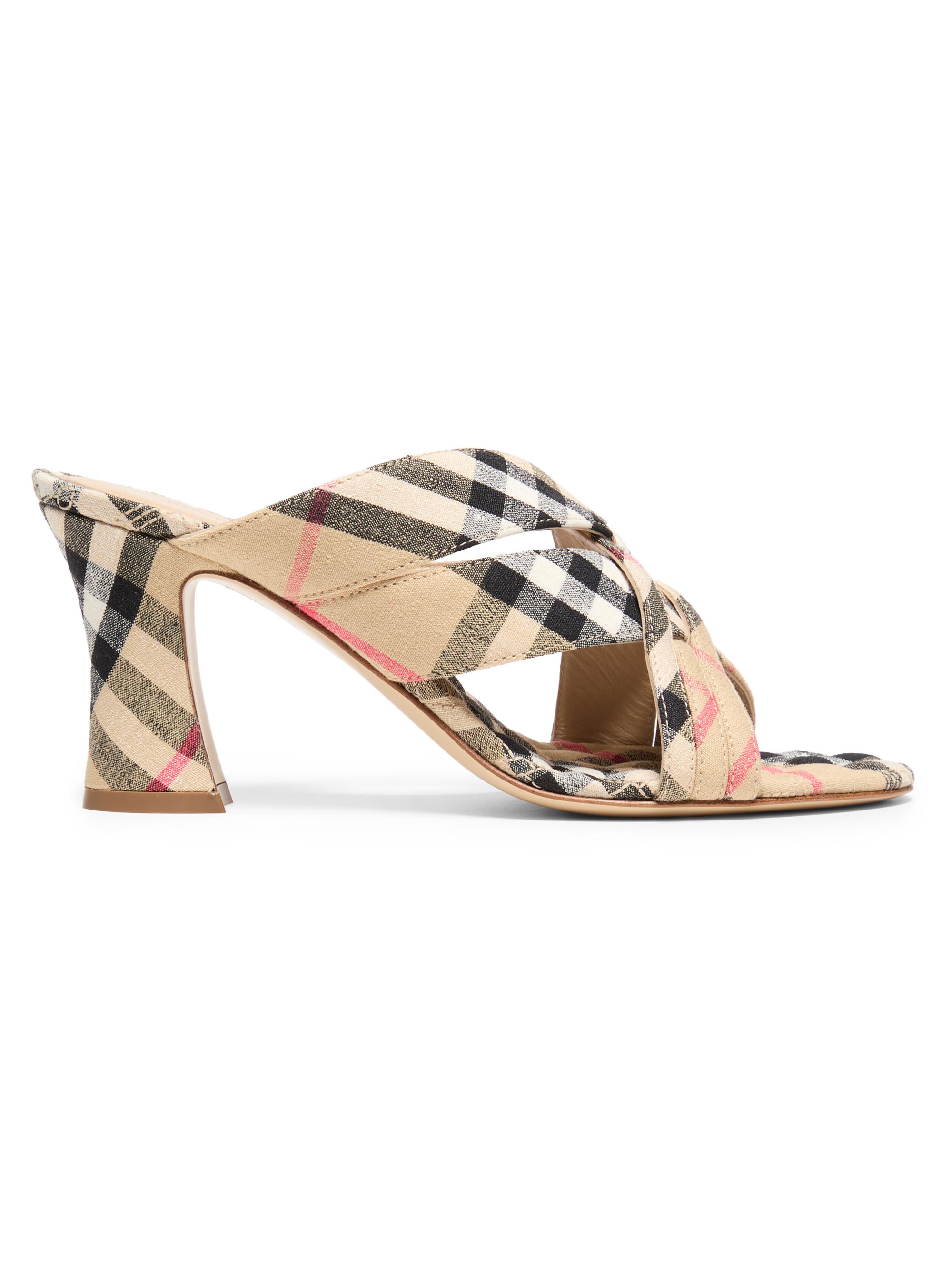 Burberry Women's Sloane 90MM Check Woven Sandals - Sand Check
