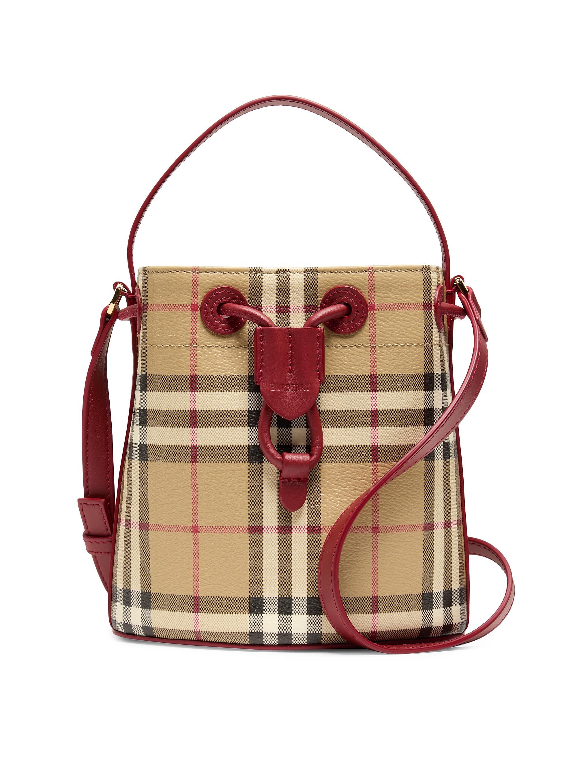 Burberry Women's Mini Check Bucket Bag - Vintage Check Ruby