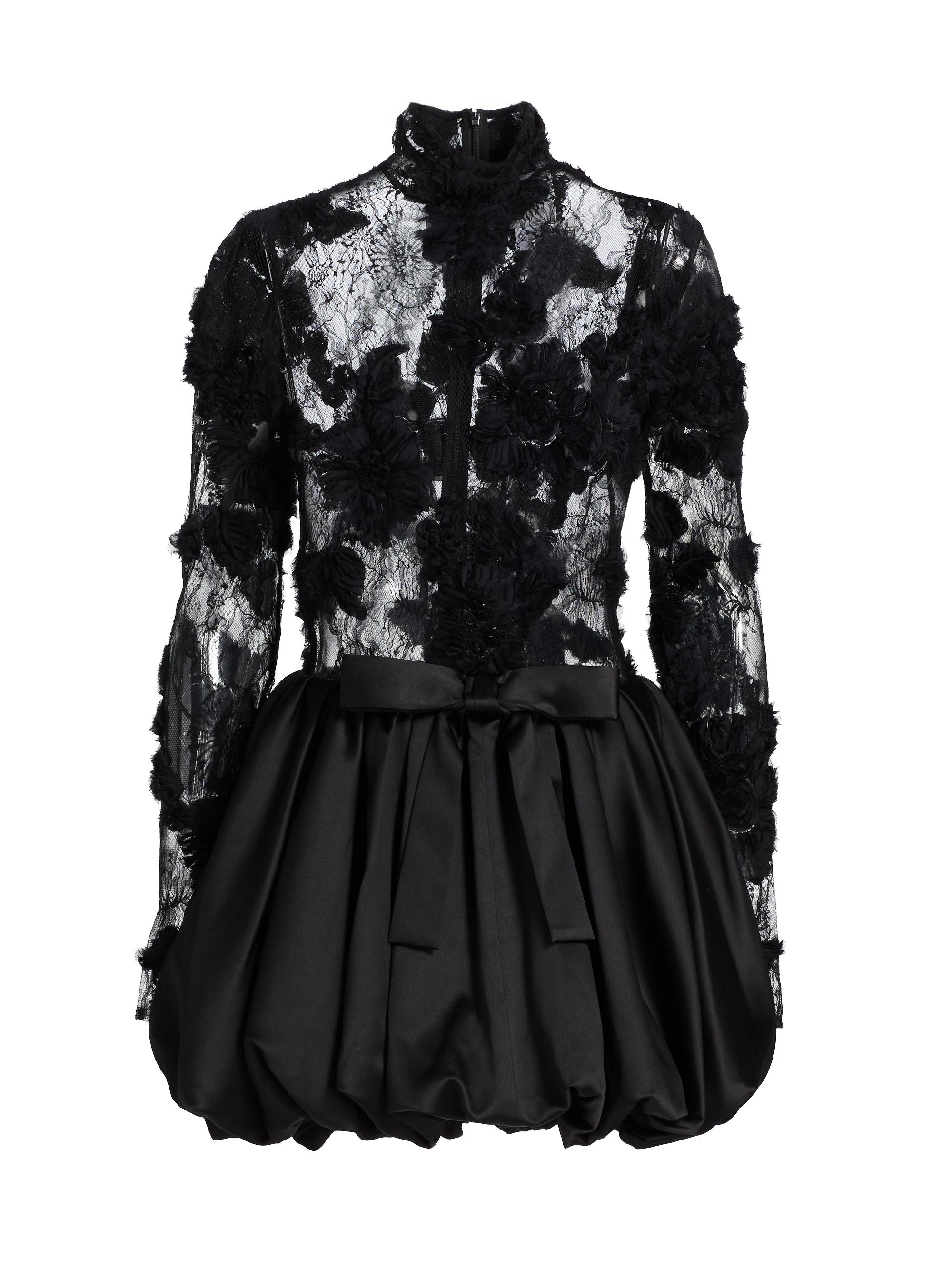 Aknvas Women's Lace Bubble Cocktail Dress - Black