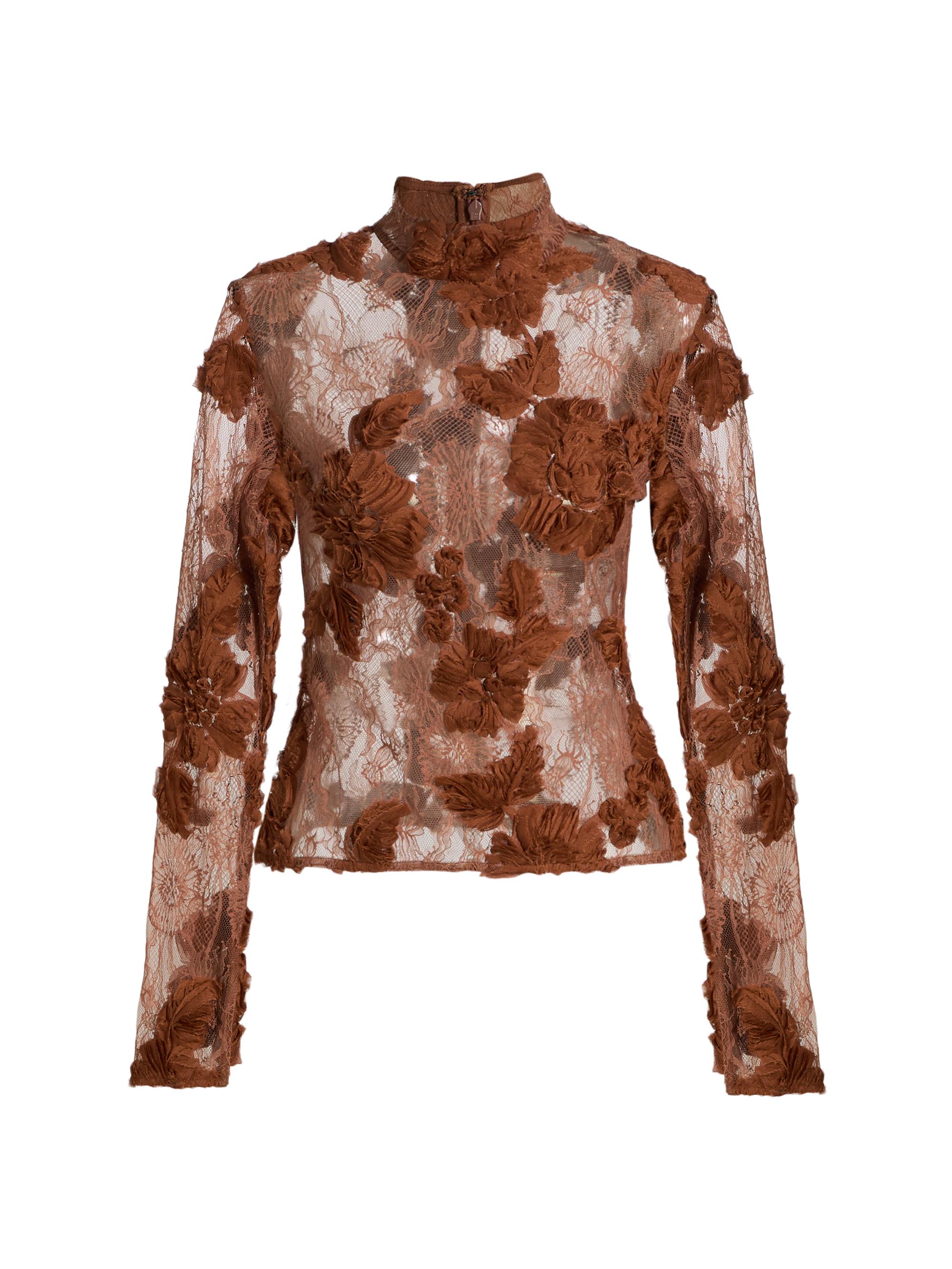 Aknvas Women's Freja Lace Nylon Top - Brown