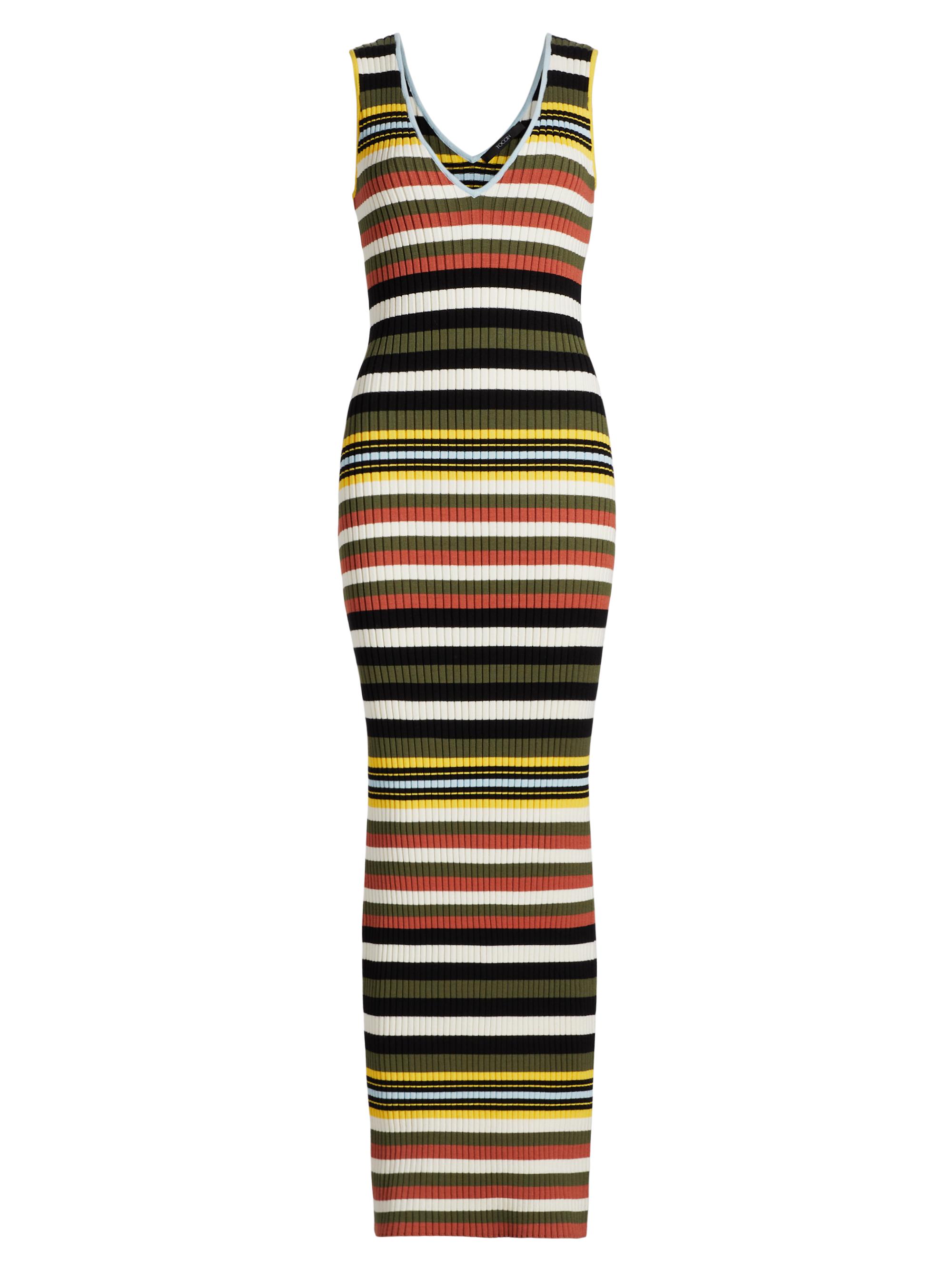 Toccin Women's Bowie Striped V-Neck Midi-Dress - Stripe